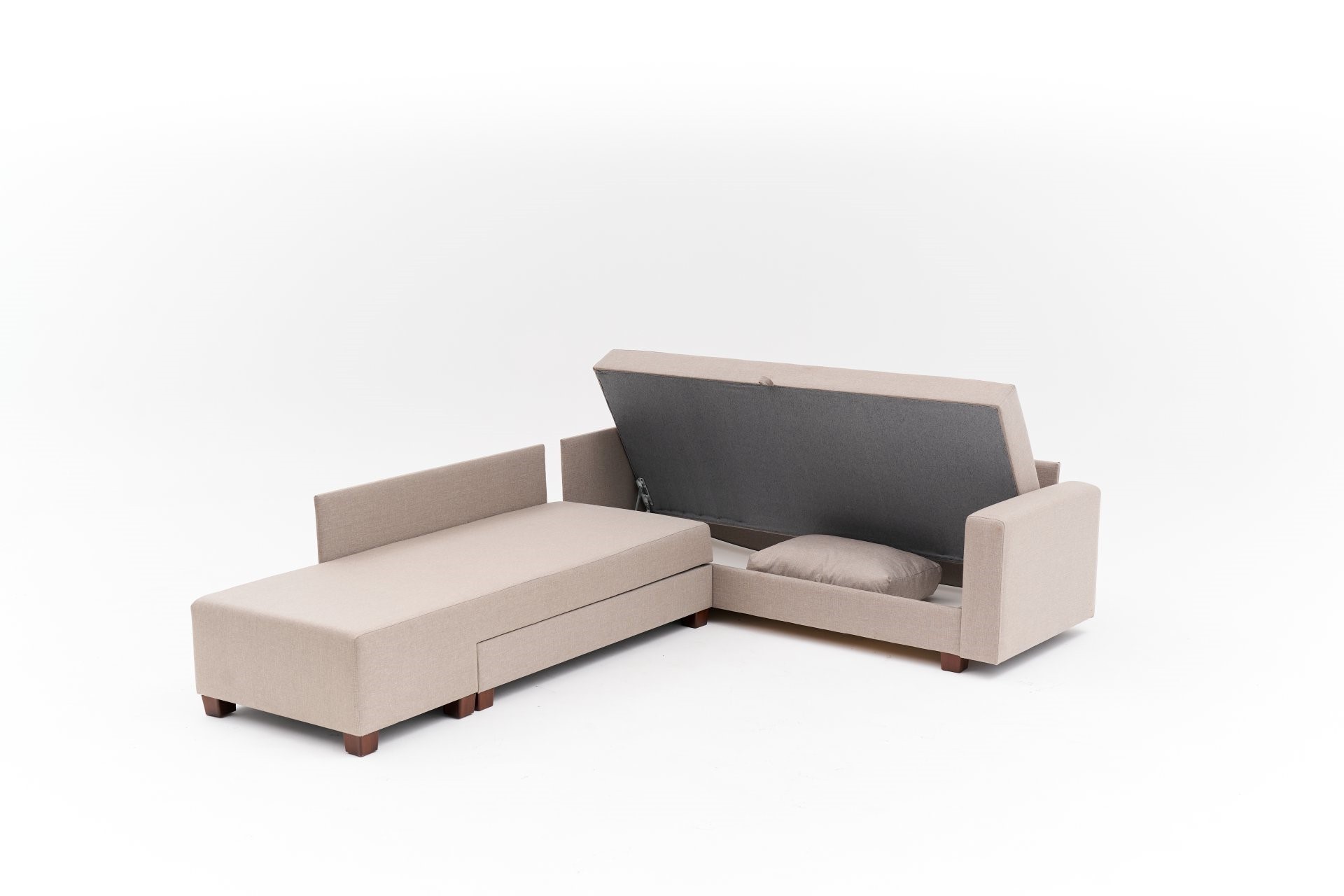 Aly  Schlafsofa Récamiere Links Baumwolle Beige