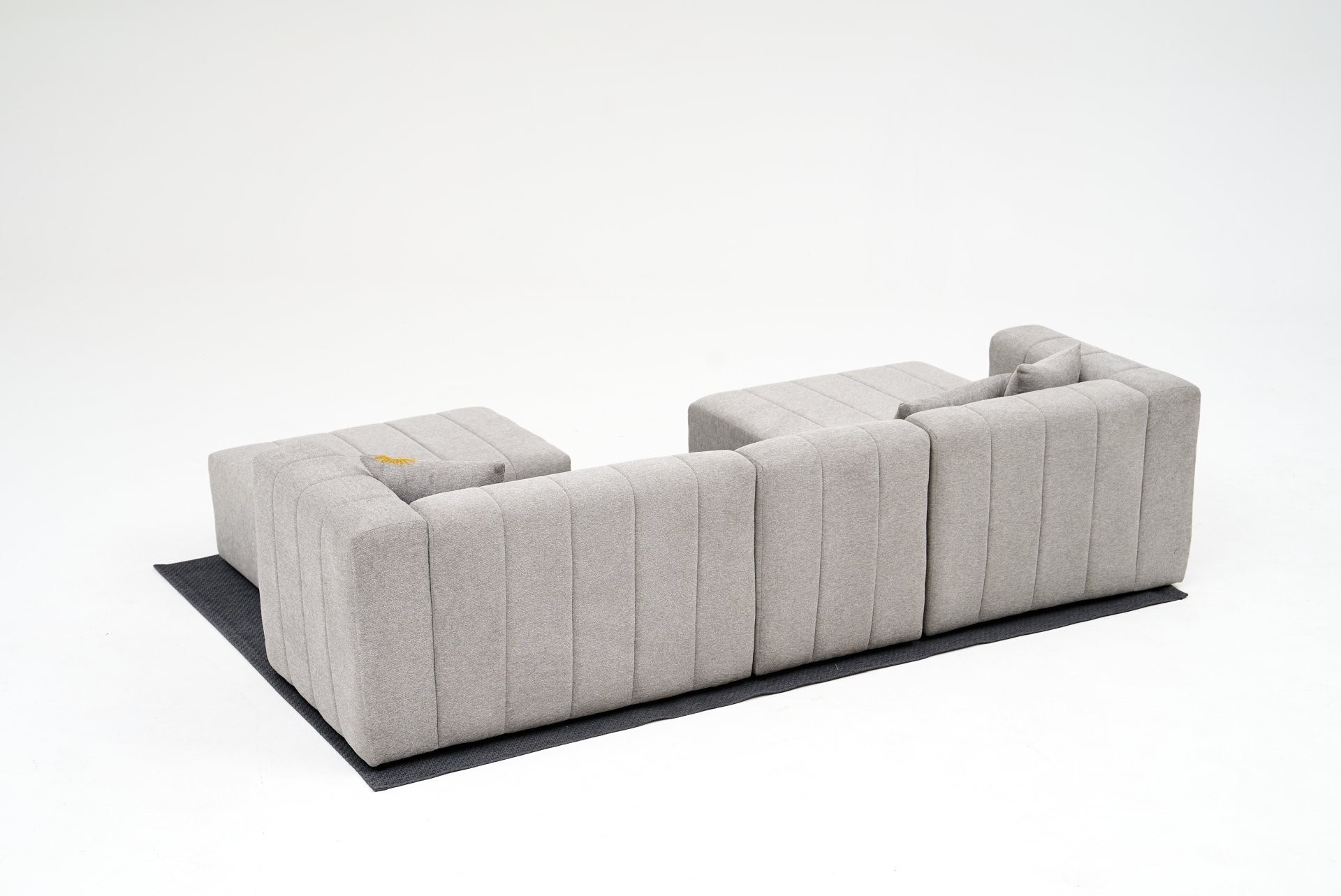 Beyza Sofa Récamiere Links mit Hocker Hellgrau