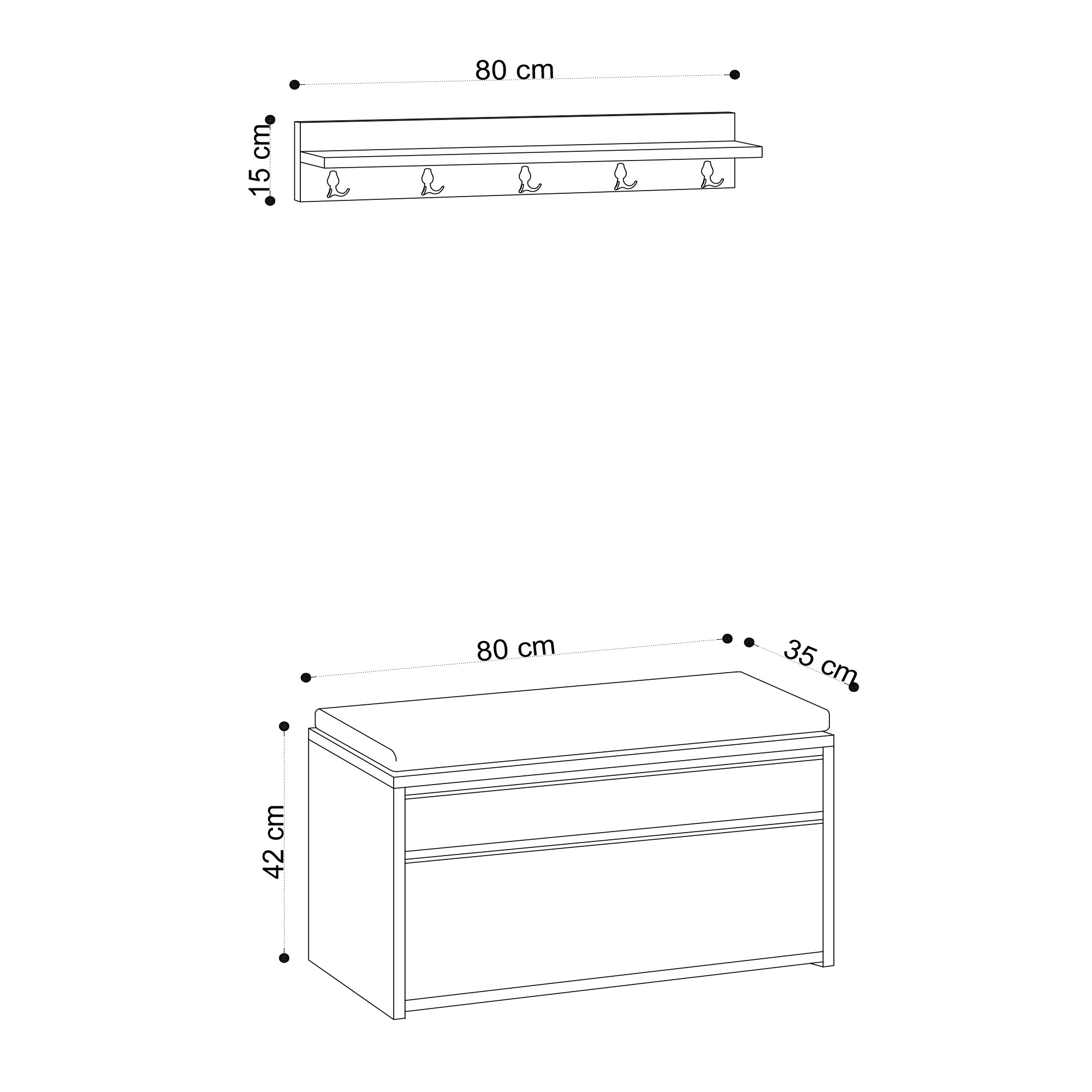 Boby Garderobe Holz Eiche Schwarz