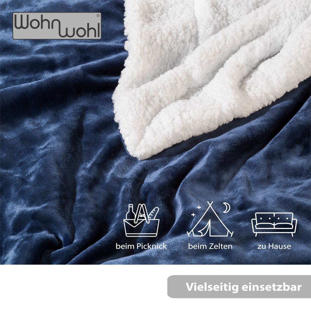 Wohndecke Sherpa Blau