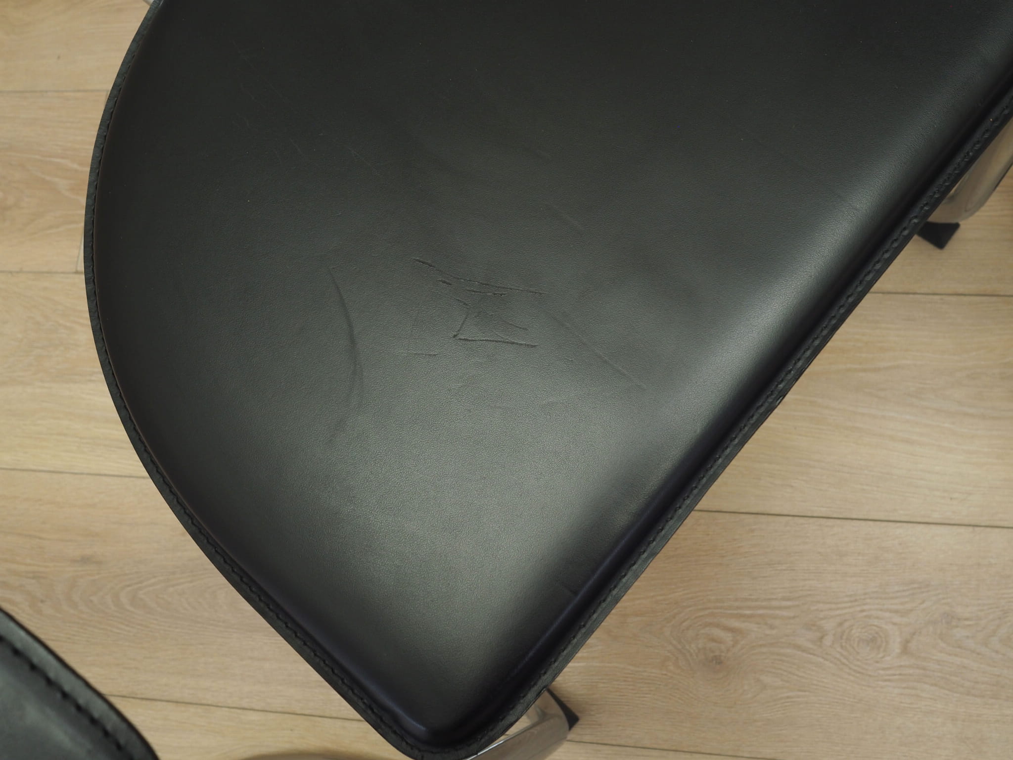 4x Dining chair leather metal 1980s