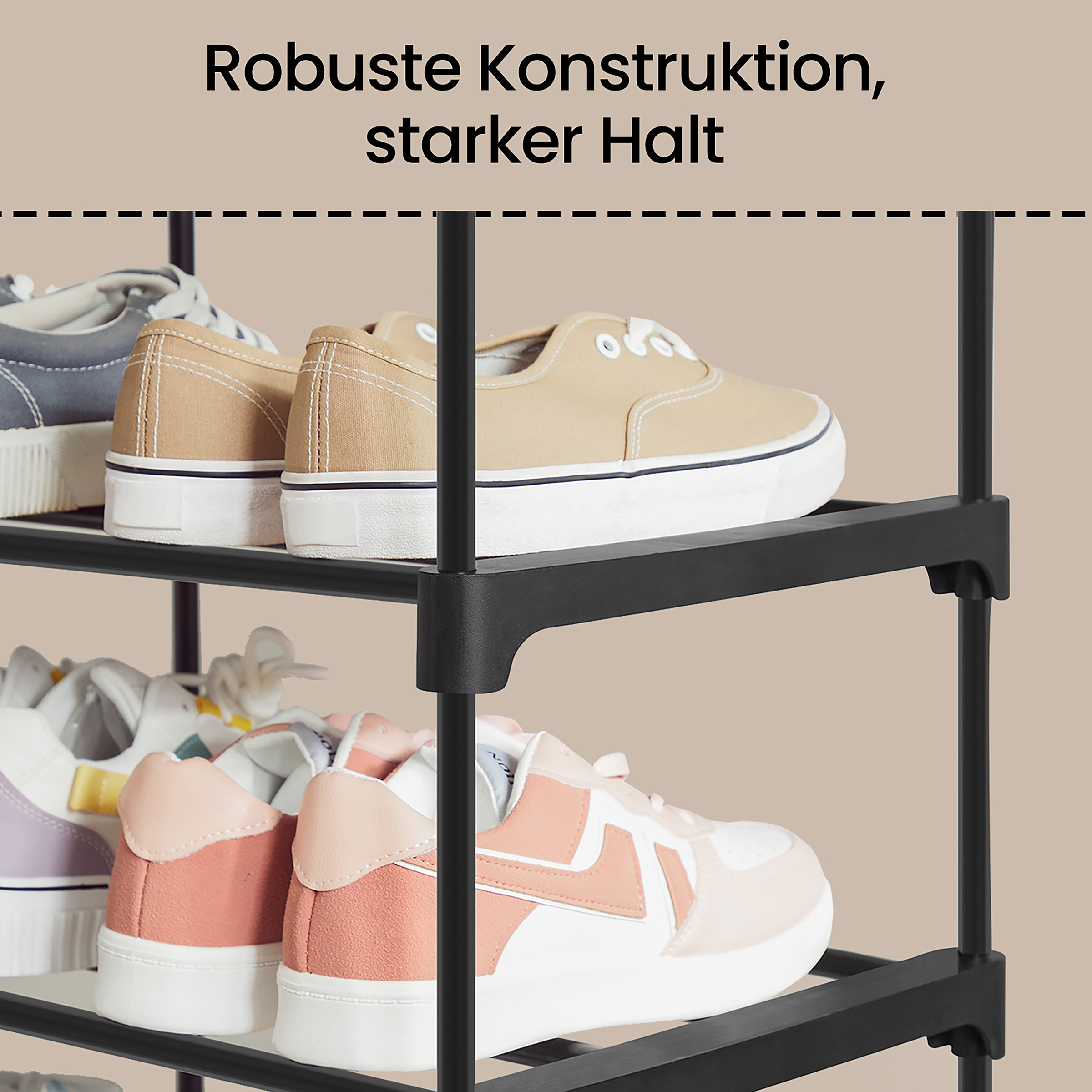 Hendren II Shoe Rack Metal Black 206 cm