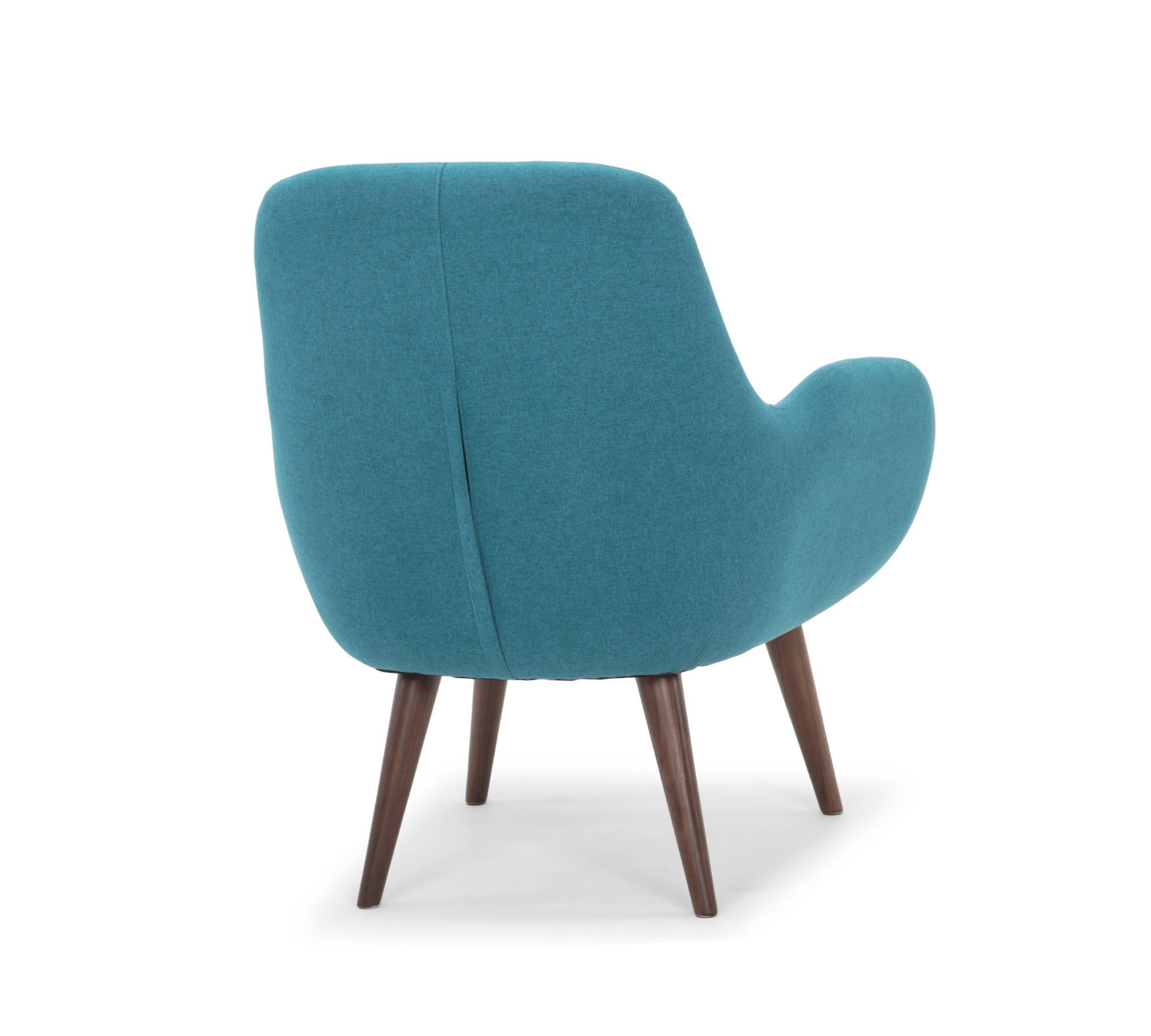 Moby Sessel mit Hocker Nussbaumholz Textil Aqua Blue