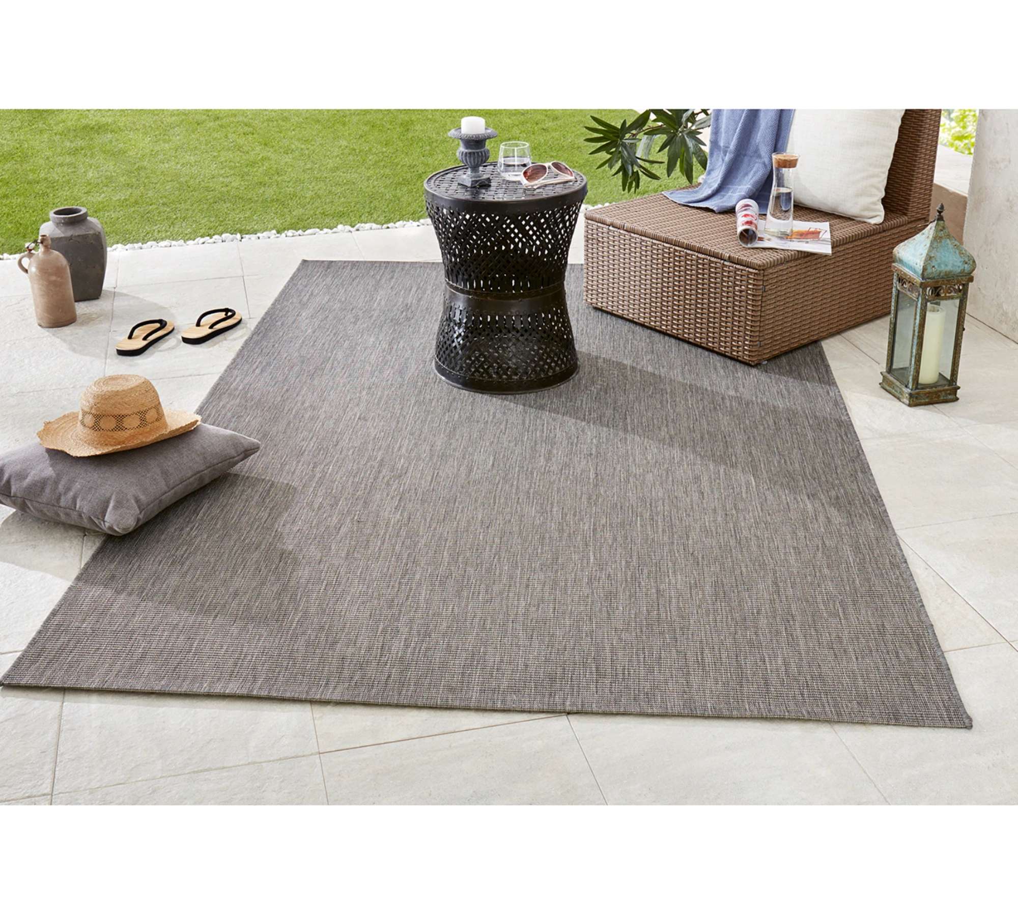 Outdoor-Teppich Kunstfaser Grau 80 cm x 150 cm