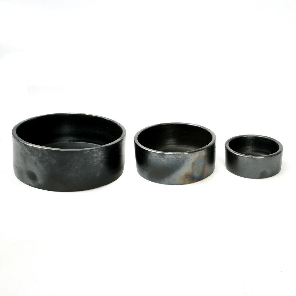 3x Burned Zylinderschale Schwarz