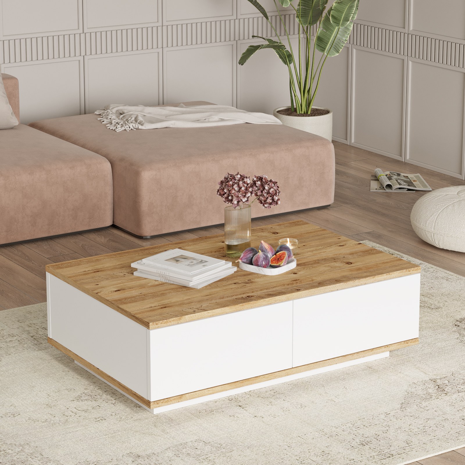 Fr14-Aw Couchtisch Braun Weiß