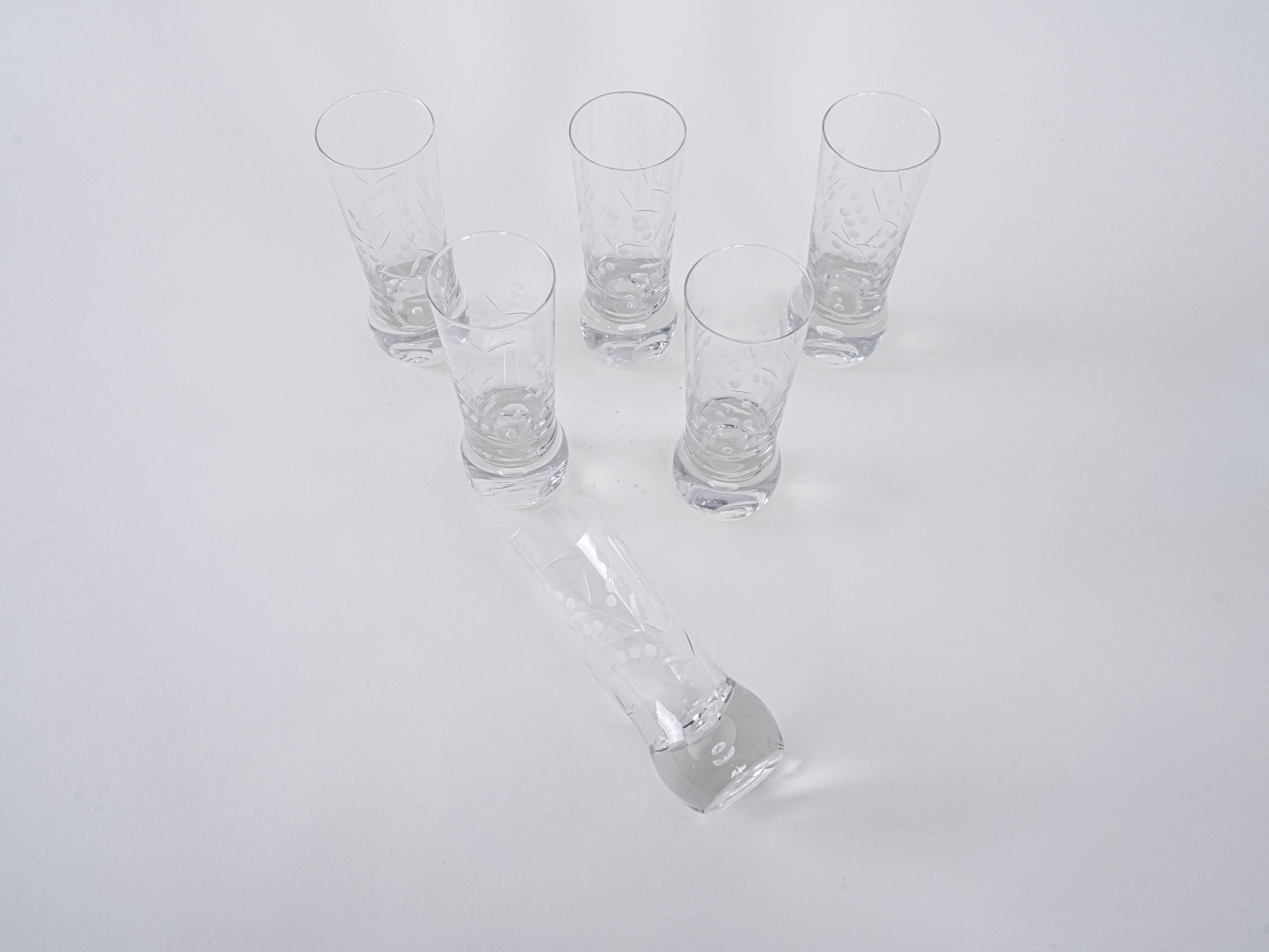 Set of 6 glasses transparent 1970s