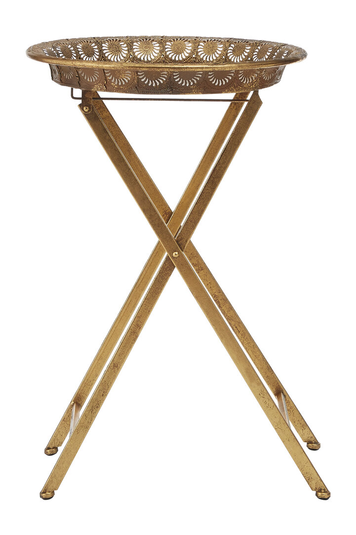 Reza Round Folding Tray Table Stainless Steel Gold