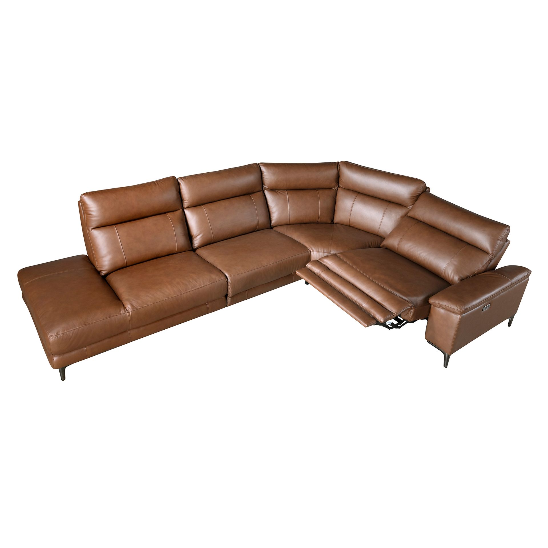 Sofa Récamiere Links Leder Tabakbraun