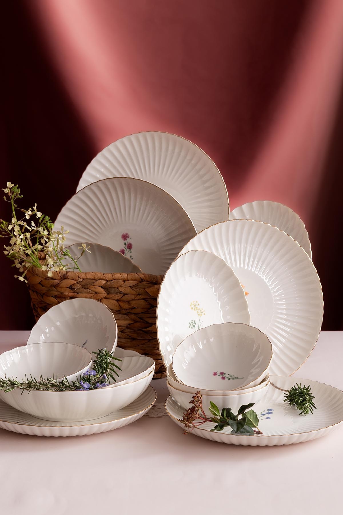 Teller-Set 6-teilig Porzellan Floral