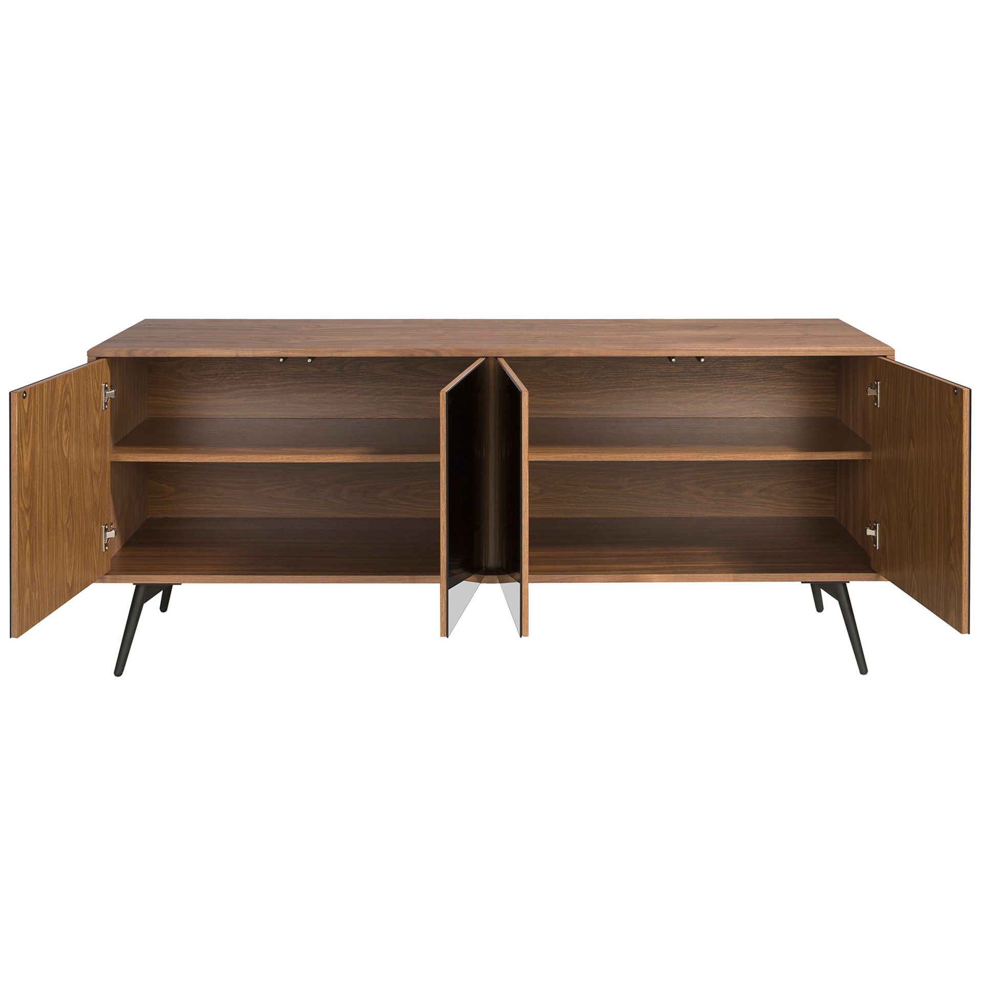 Sideboard Mirror effect Walnut wood Black