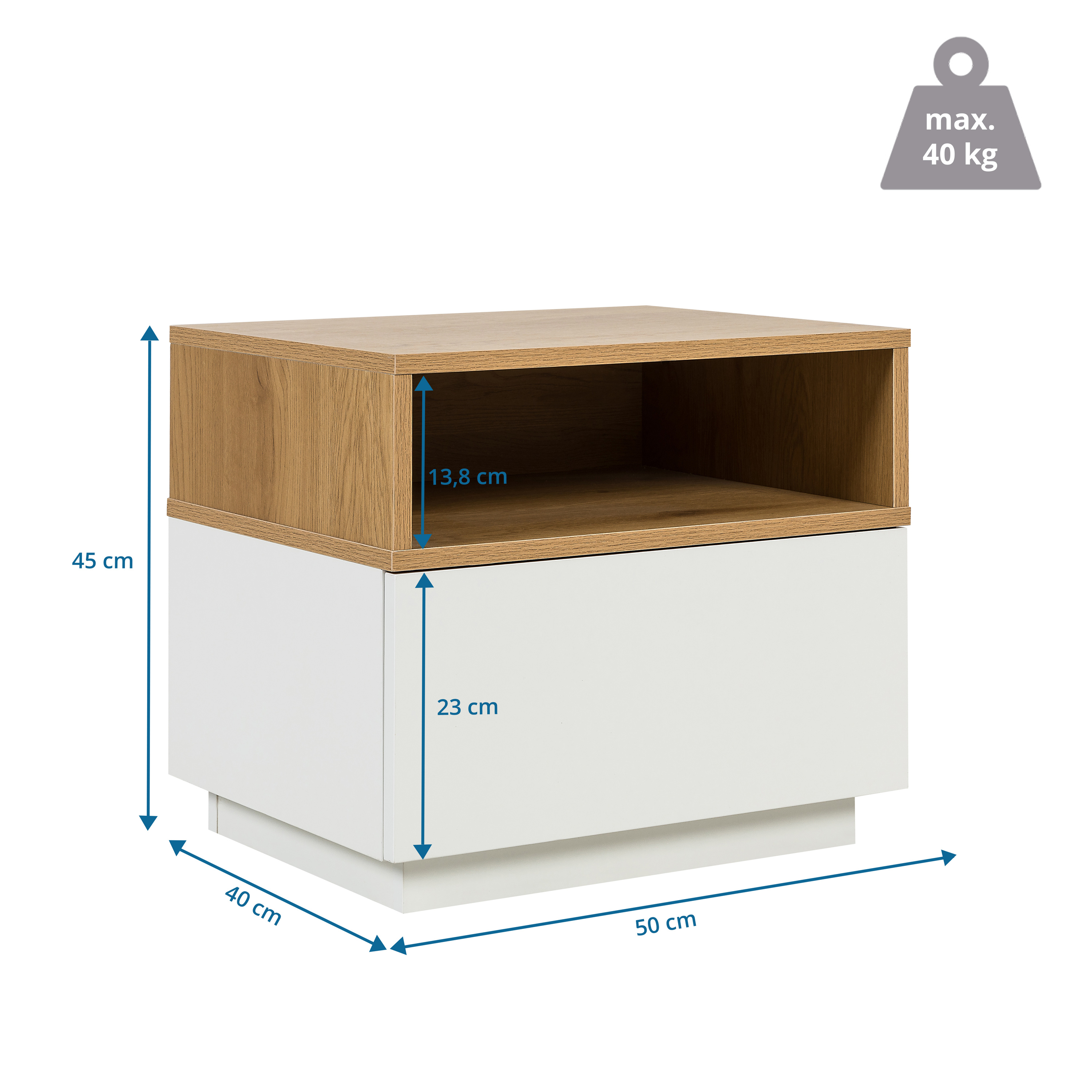 MELMO Side table with open shelf Wood White