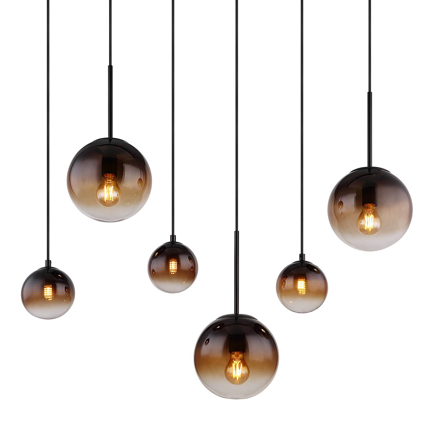 3-Flammig Pendelleuchte Clarke Farbglas Eisen