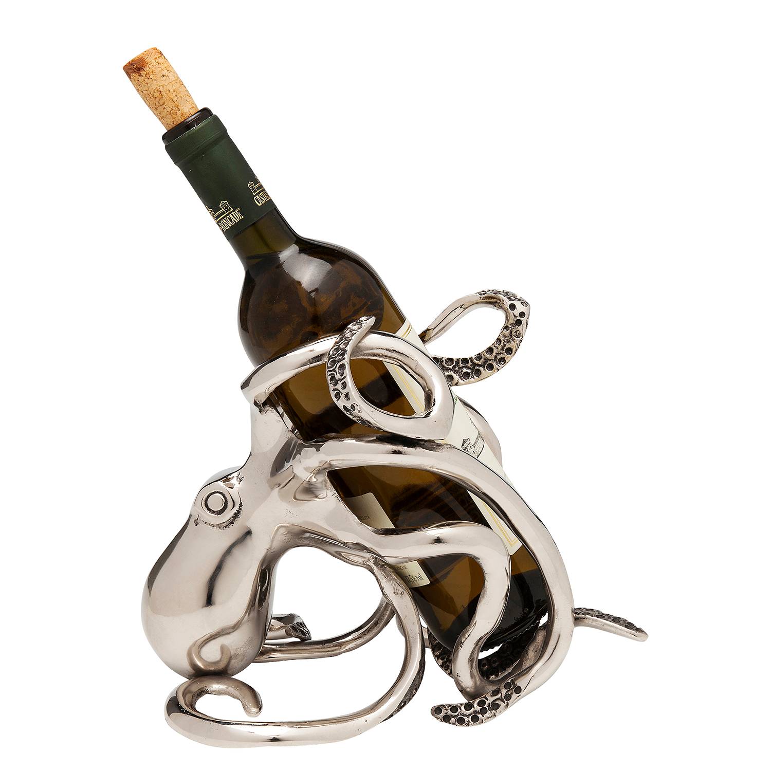 Octopus Flaschenhalter Silber Metall
