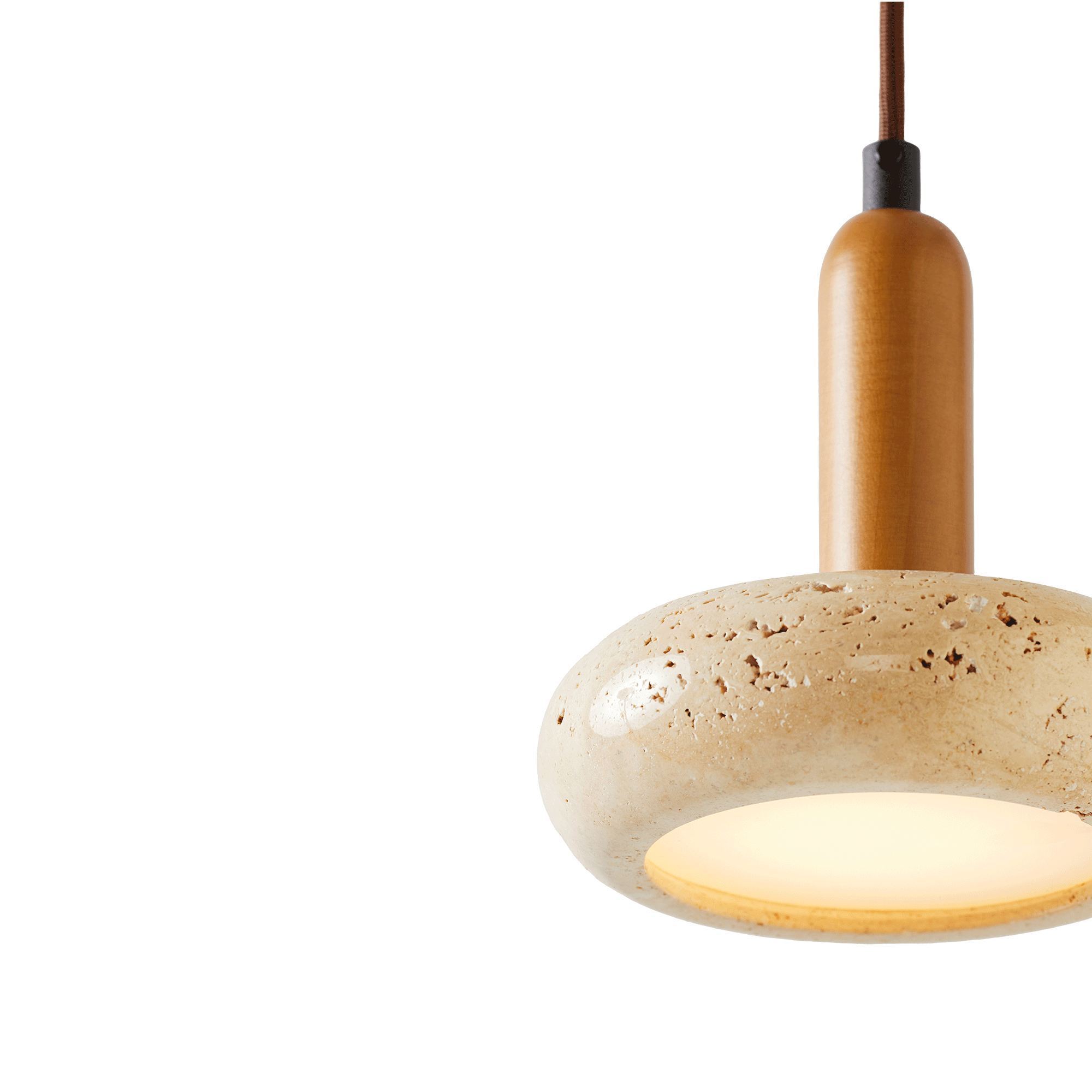 Worm Lampada a sospensione Legno di quercia Crema