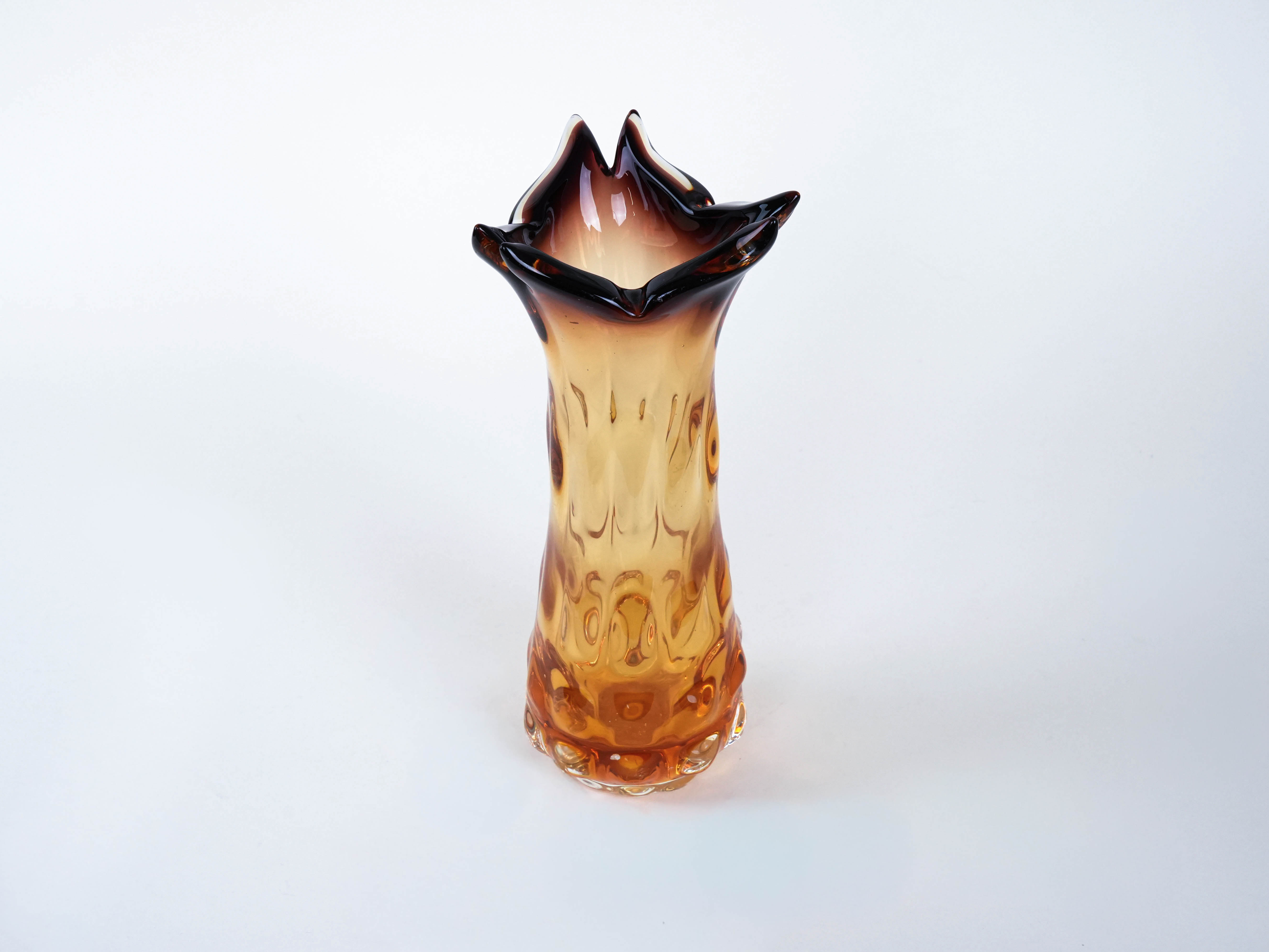 Glasvase Muranoglas Transparent 1960er Jahre