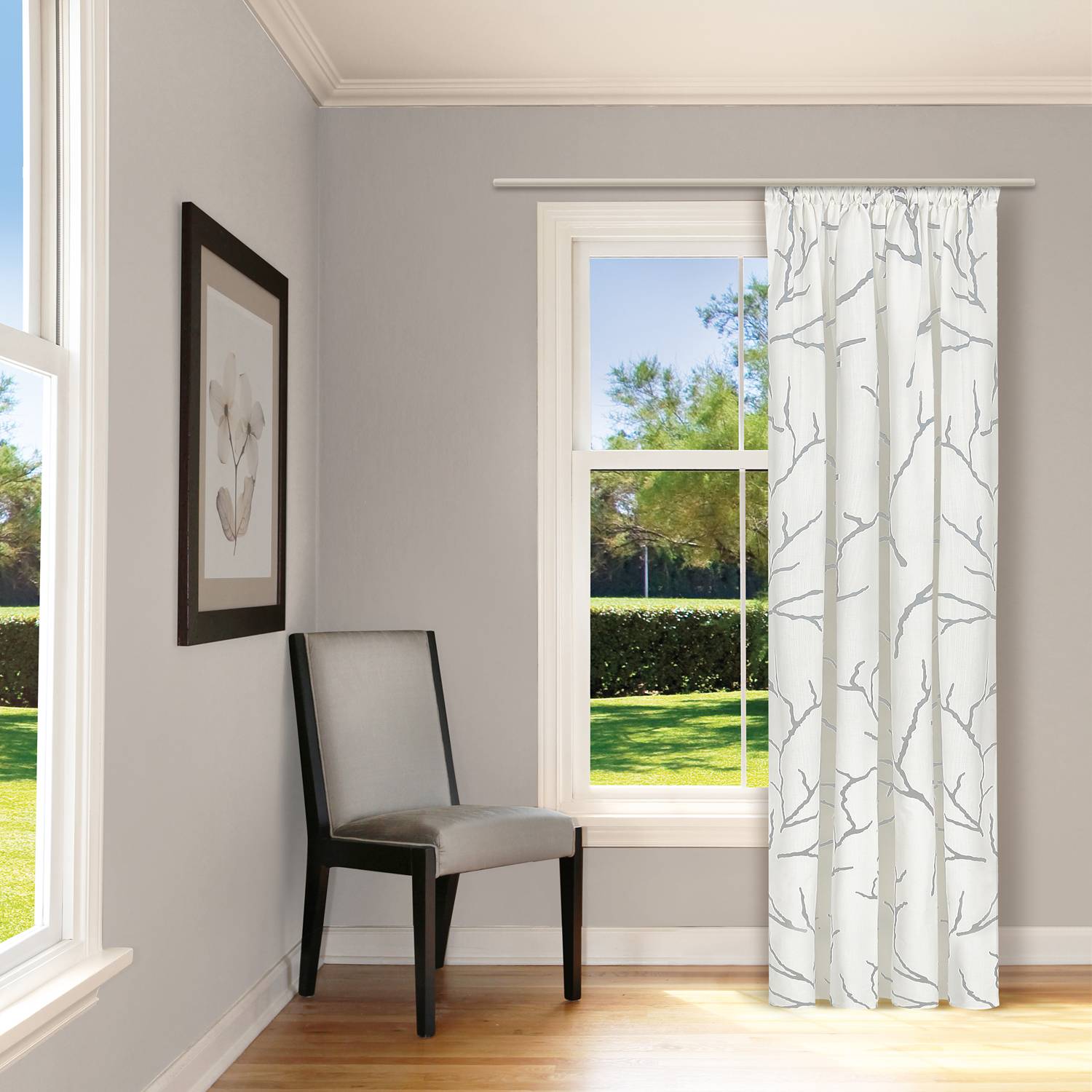 Fertigschal Paul Bio-Baumwolle Weiß / Hellgrau