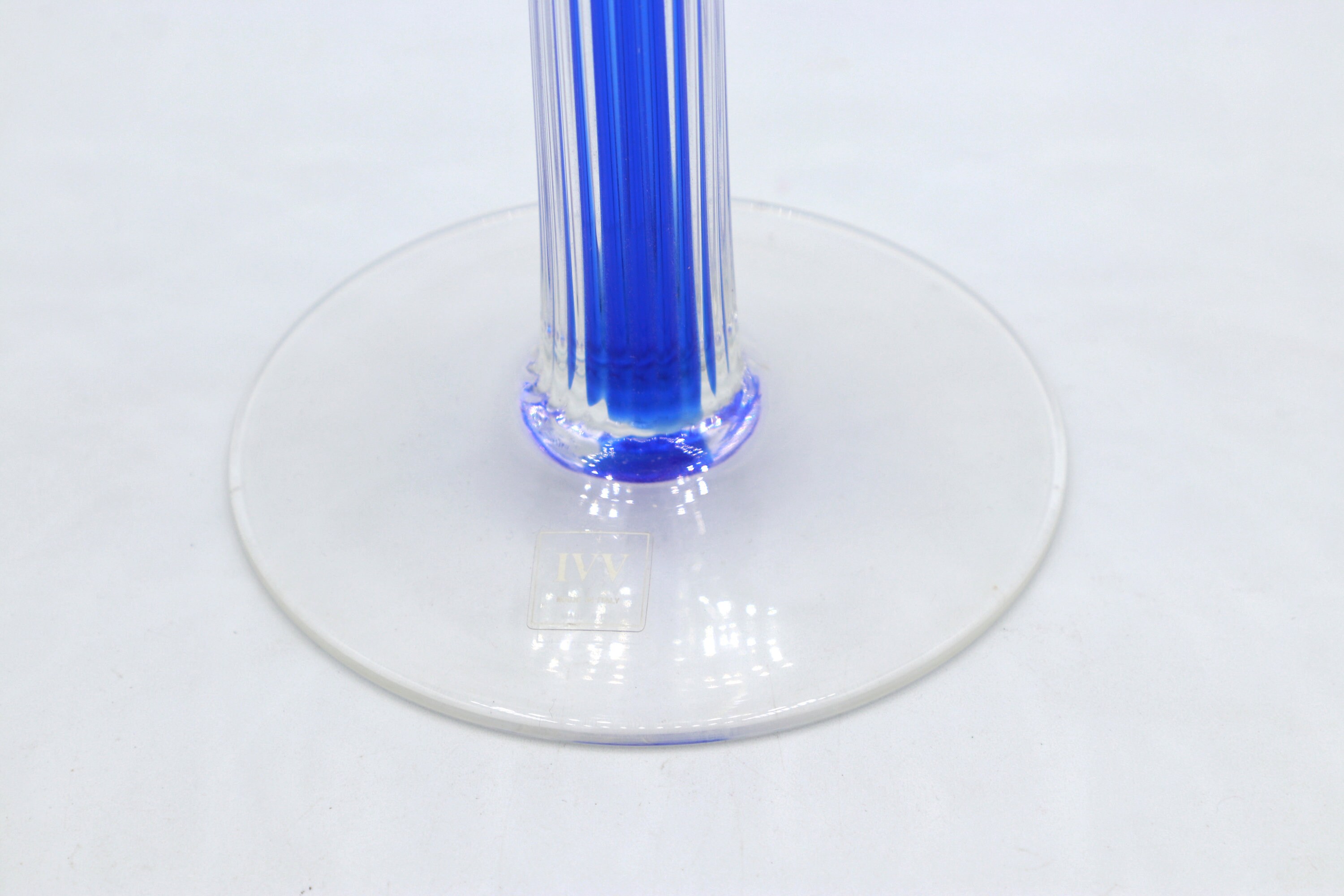 Vintage Postmodern Kerzenständer Glas Blau 1990er Jahre