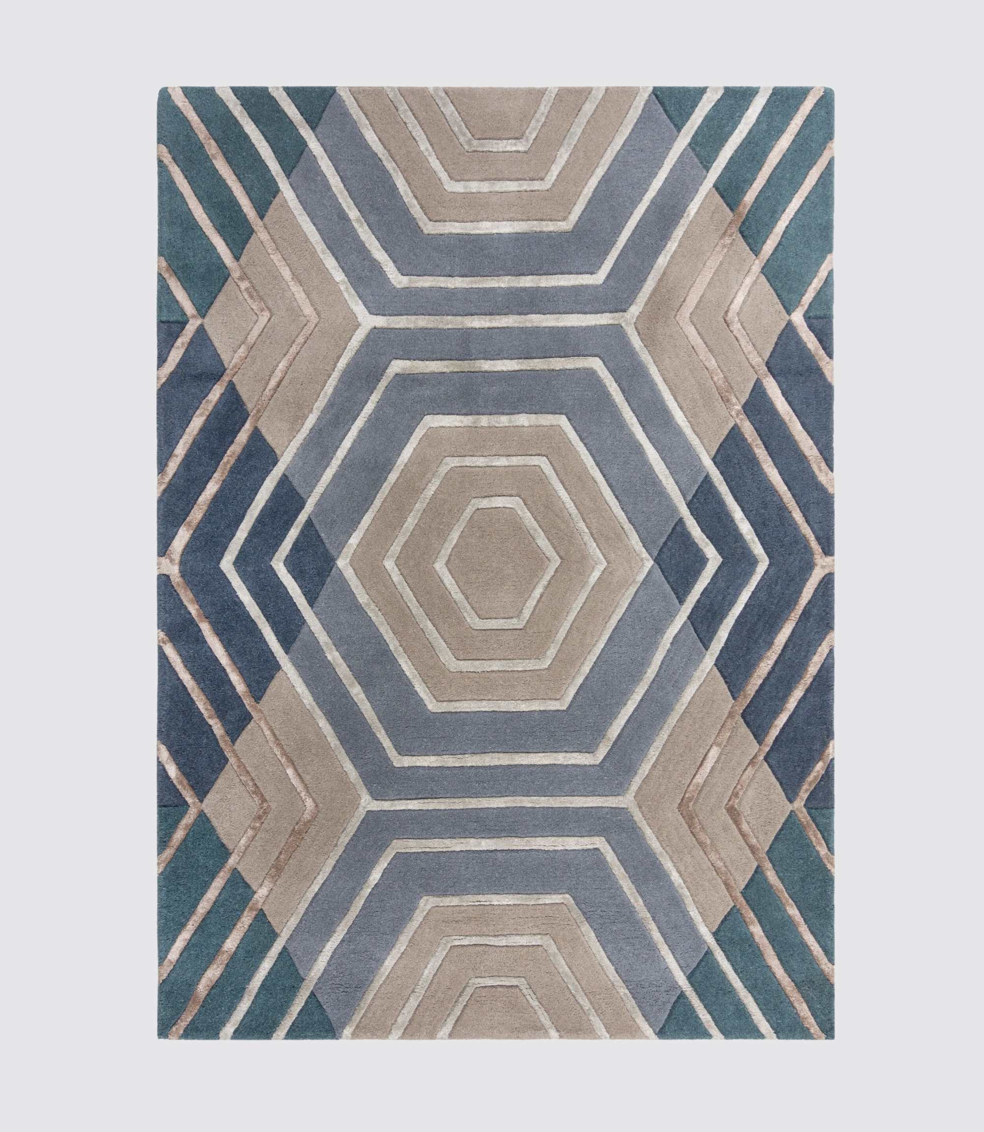 Wollmischteppich Architect Harlow Blau 160x230