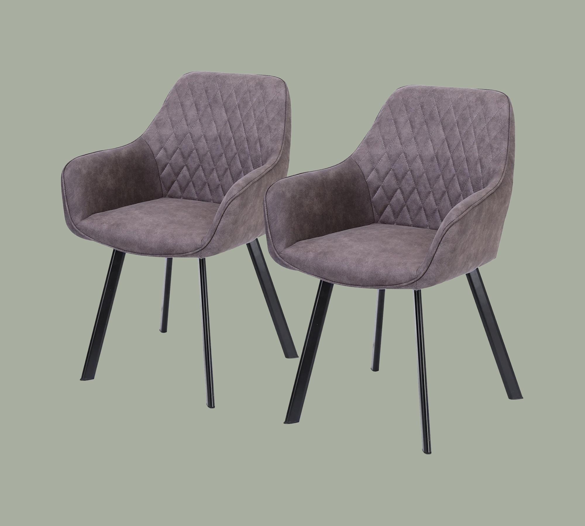 2x Armlehnstuhl Microfaser Grau