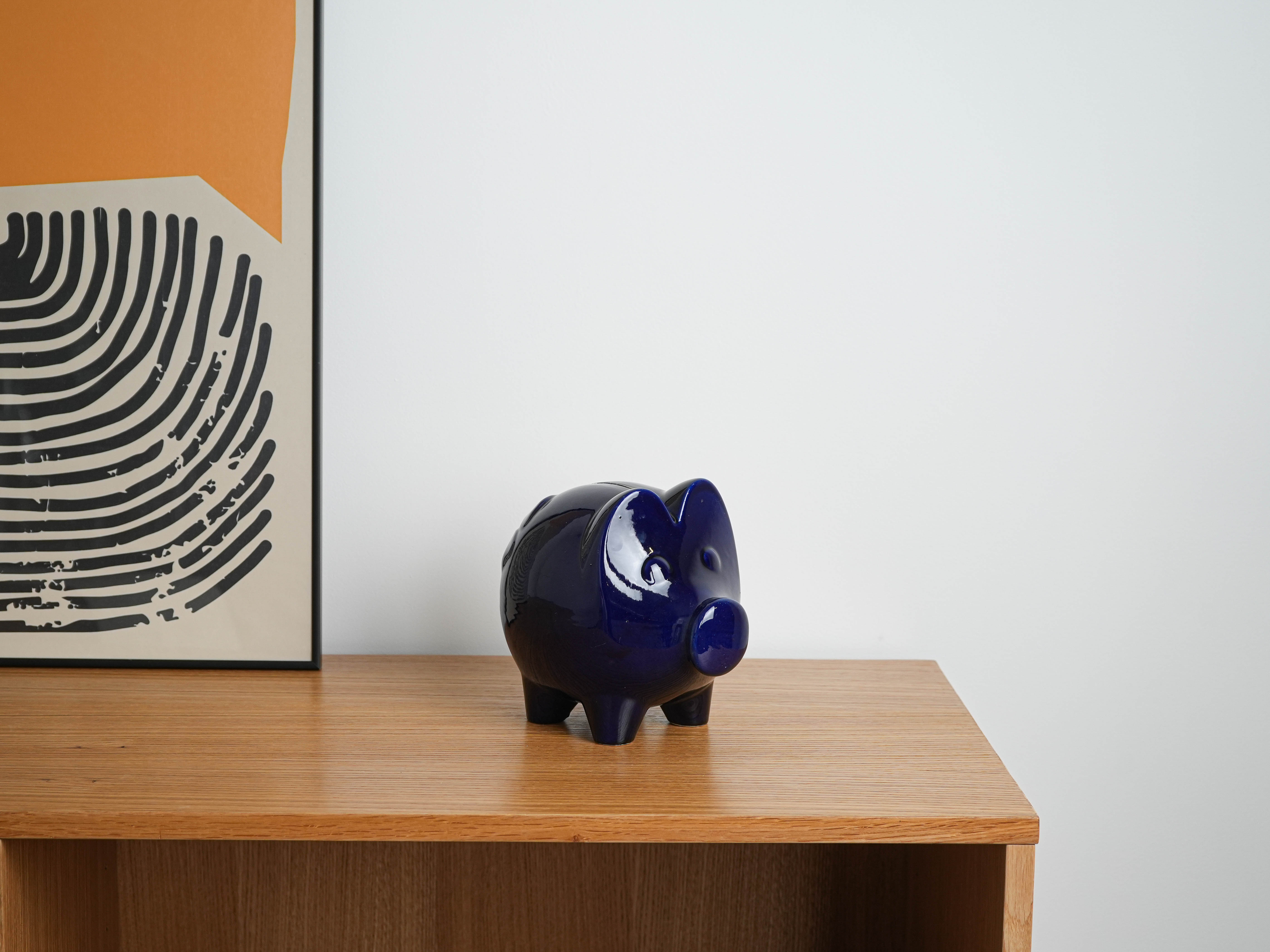 Piggy Bank Navy Blue 1970s