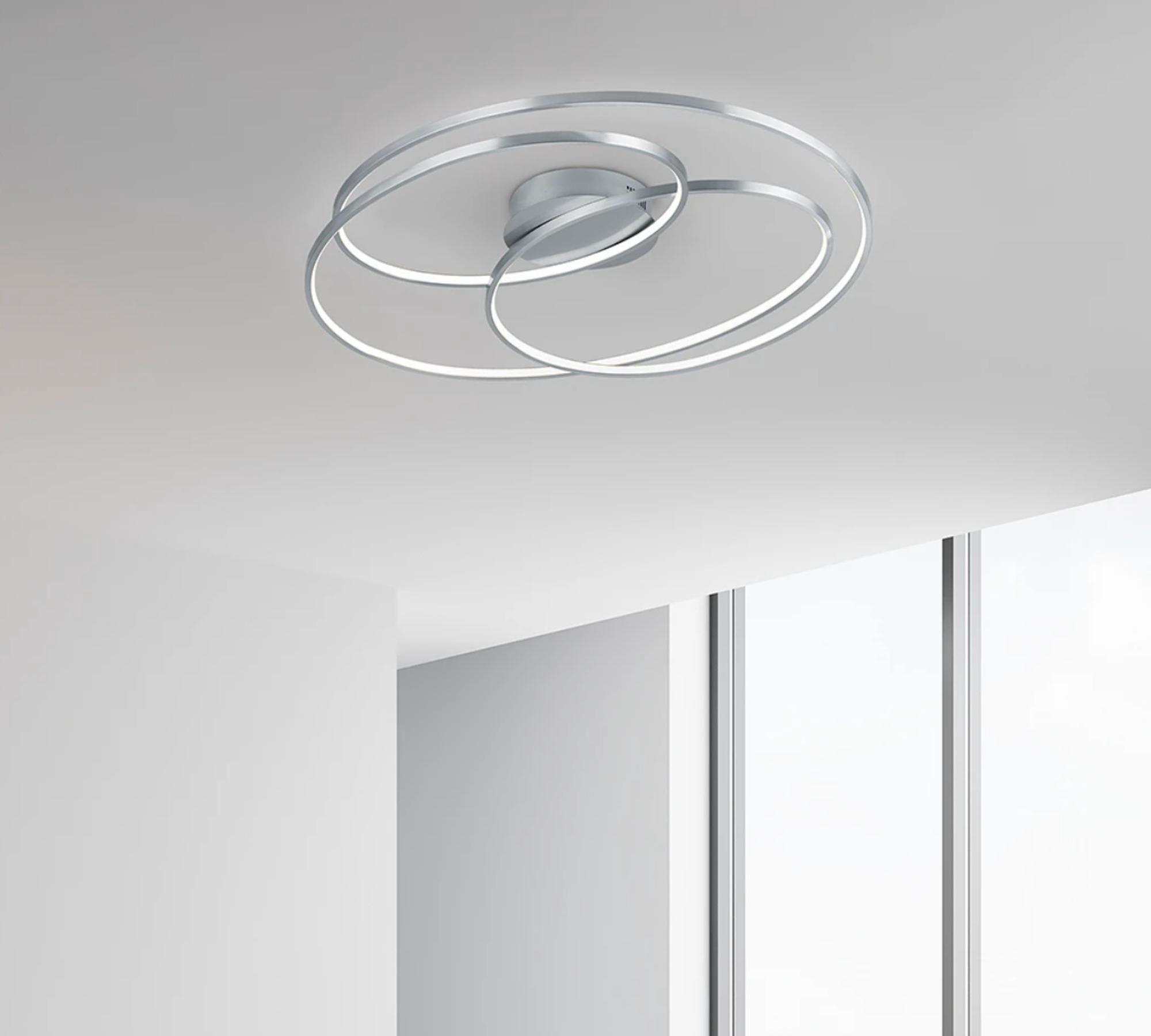 LED ceiling light curved design silver