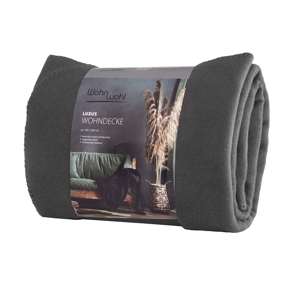 Wohndecke aus Visco Fleece Anthrazit