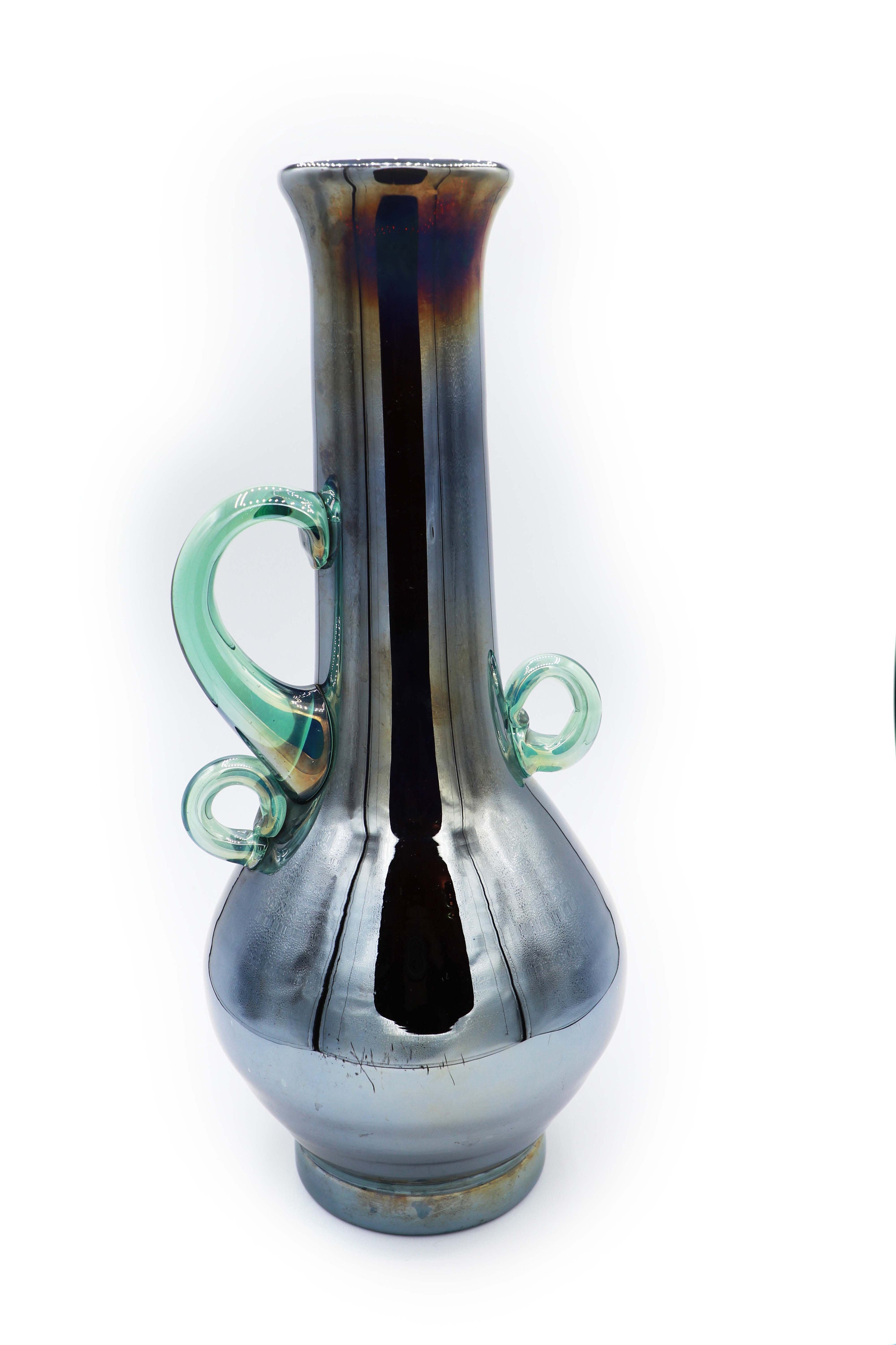 Vintage Jugendstil Henkelvase Abrissglas