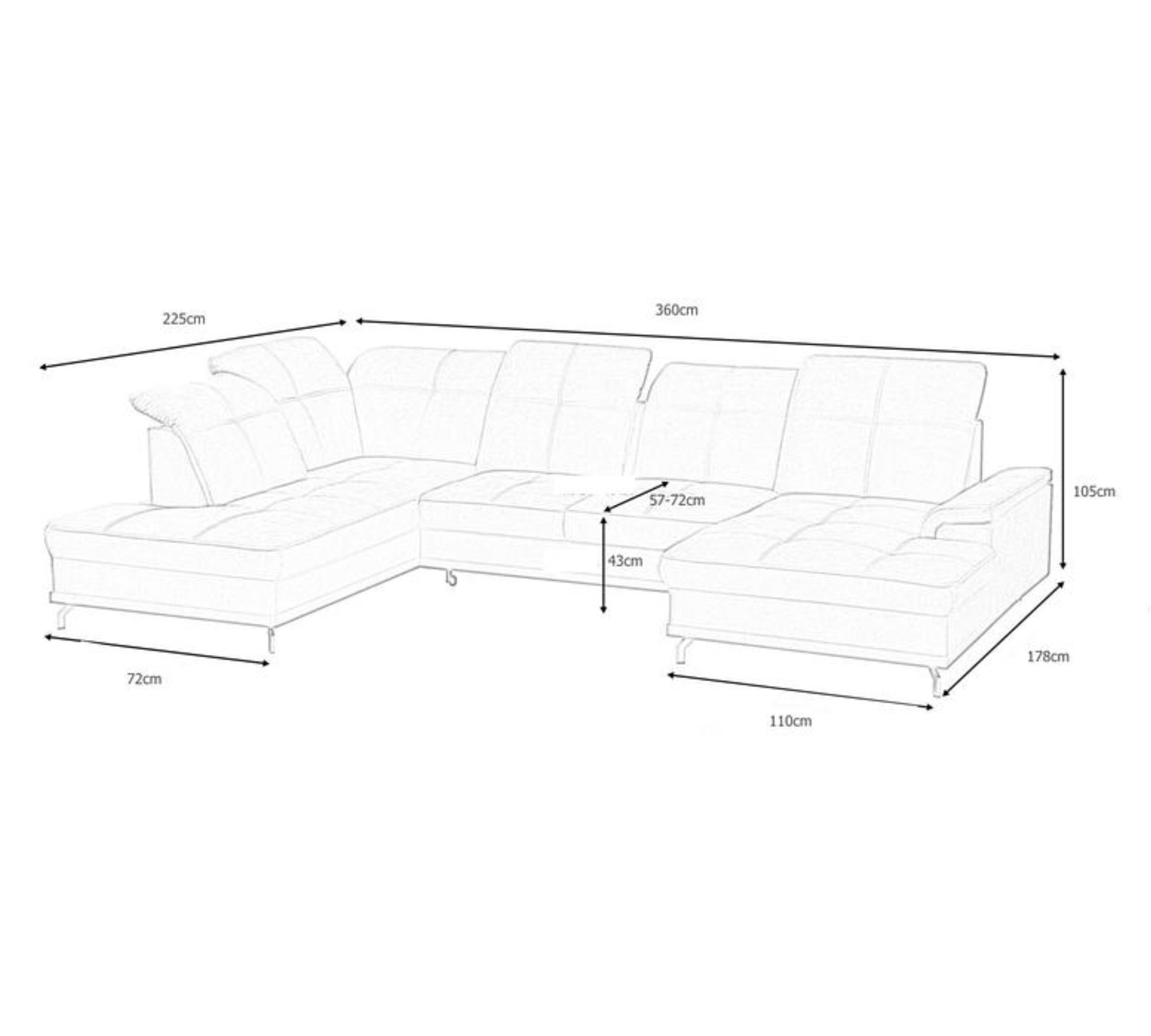Ecksofa mit Schlaffunktion und Bettkasten Grau