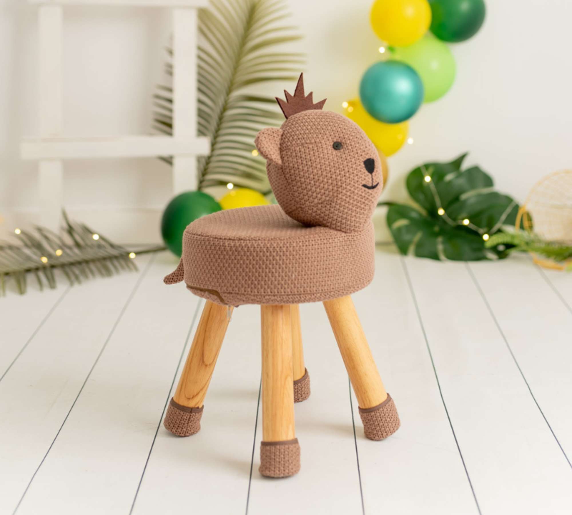 Yogui Kinderhocker Baumwolle Holz Braun