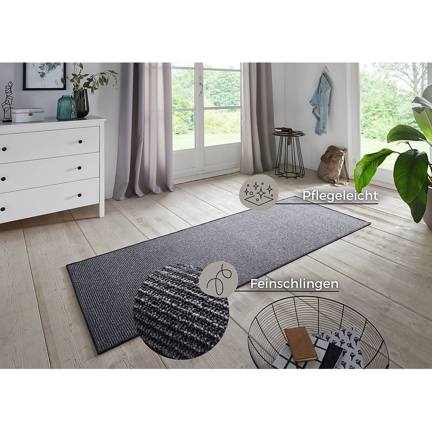 Bouclé Läufer Anthrazit 67 x 150 cm