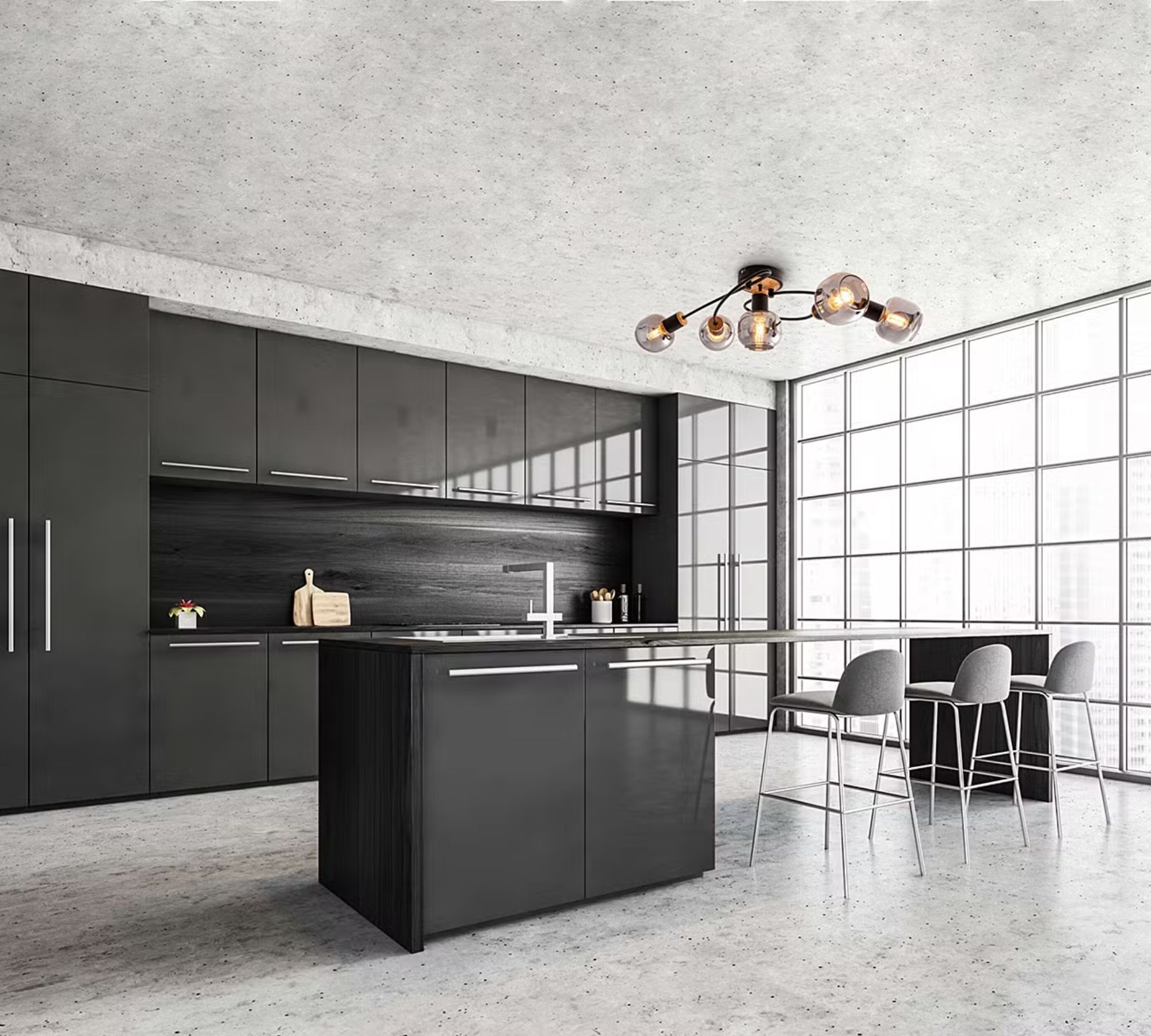 Deckenleuchte Glas Eisen Schwarz Braun