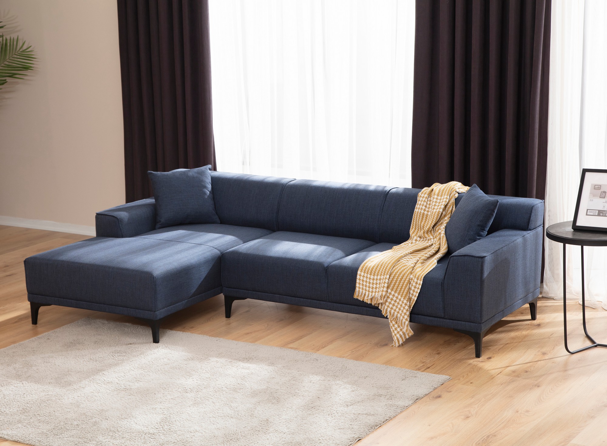 Modernes Sofa Récamiere Links Blau