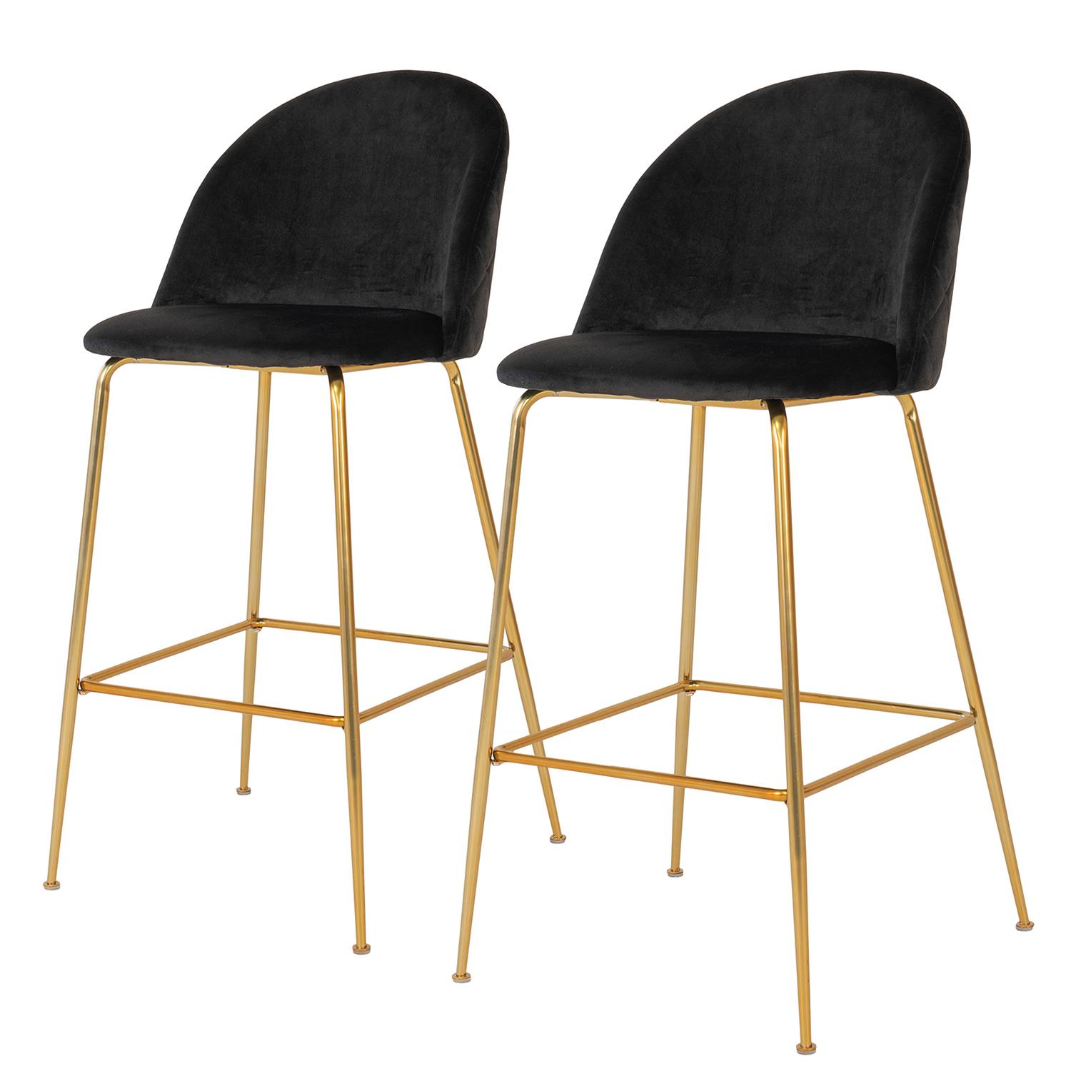 2x Barstuhl Maxou I Samt Stahl Schwarz