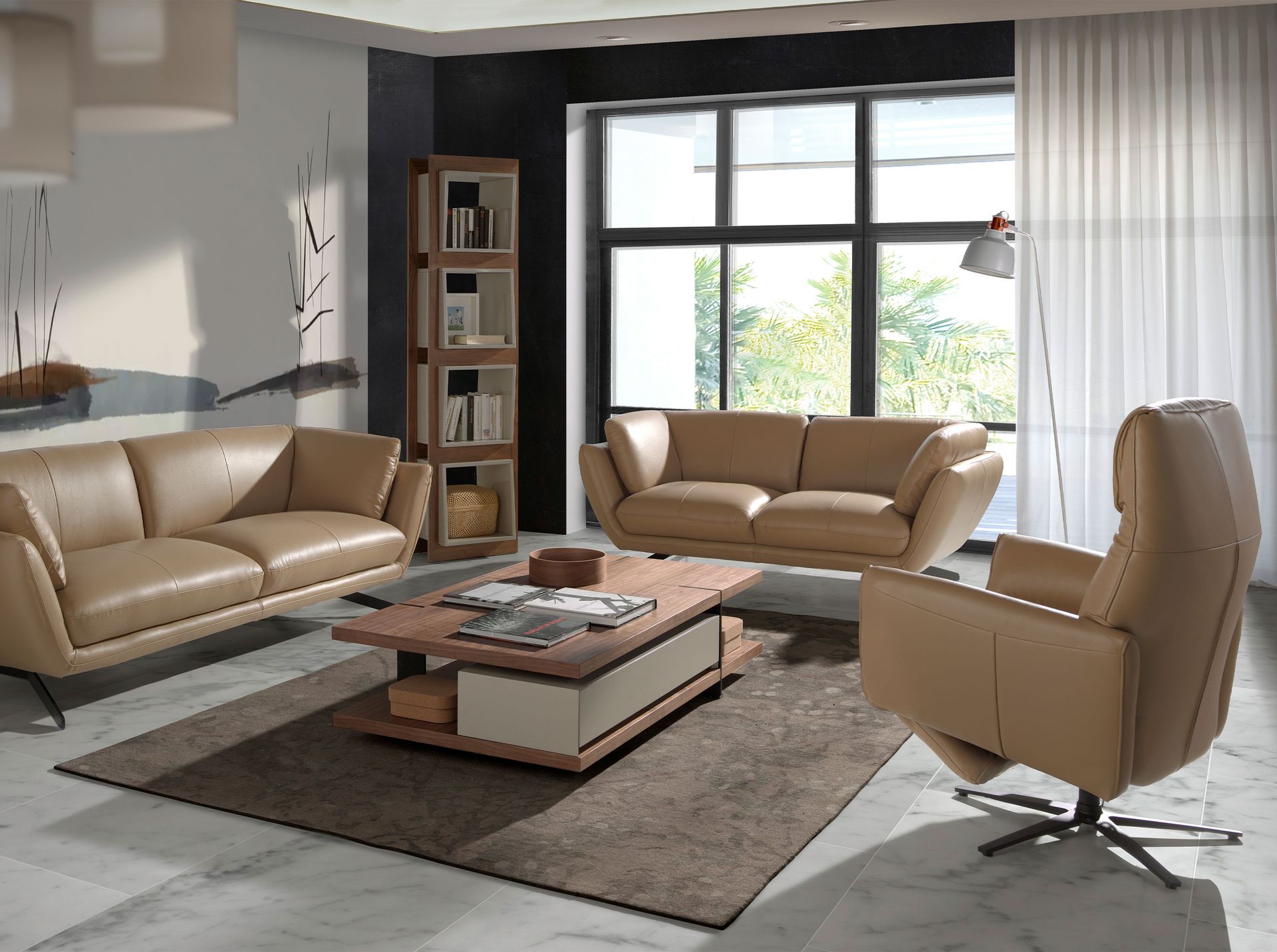 Cube Walnut veneer bookcase