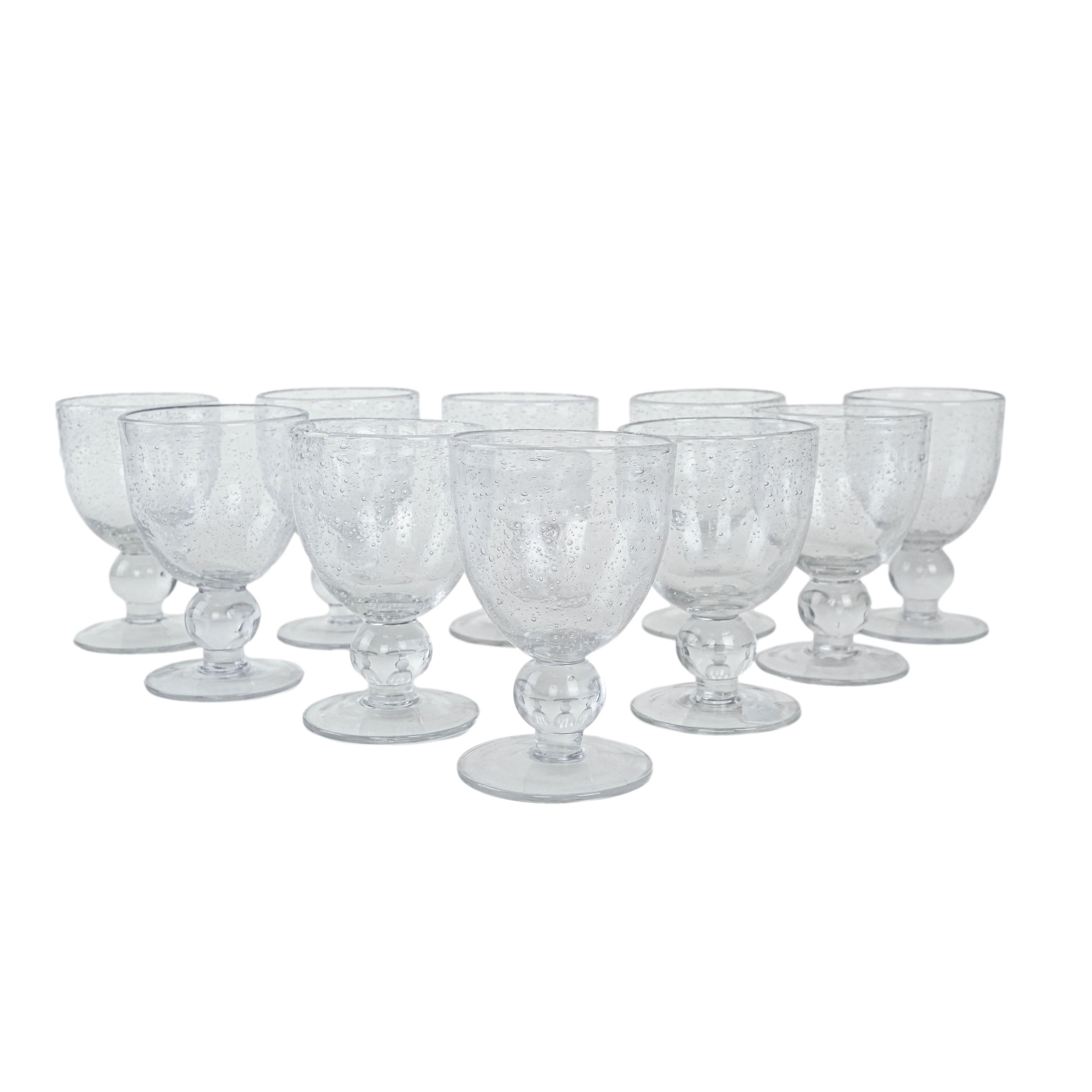 Champagne glass set with bubbles transparent 1970s