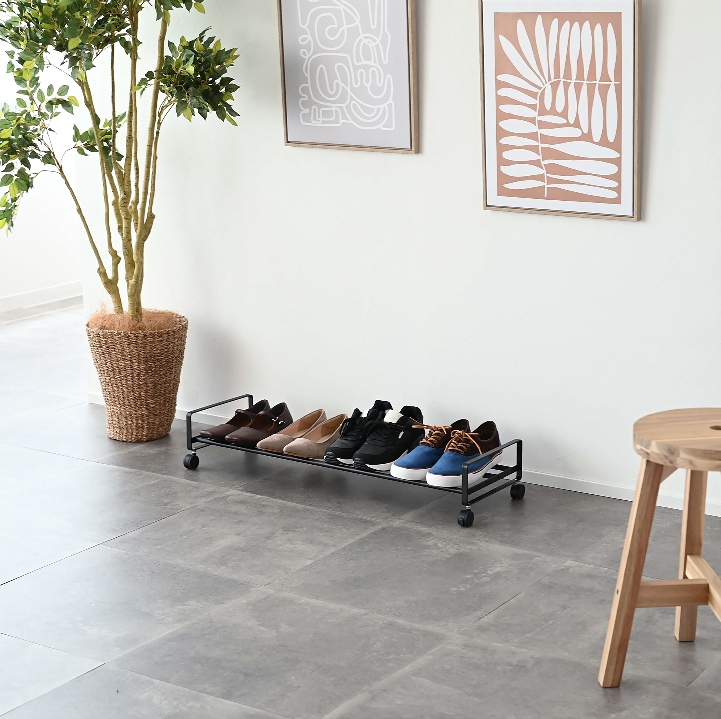 Shoe Rack Tower Mobile Metal Black