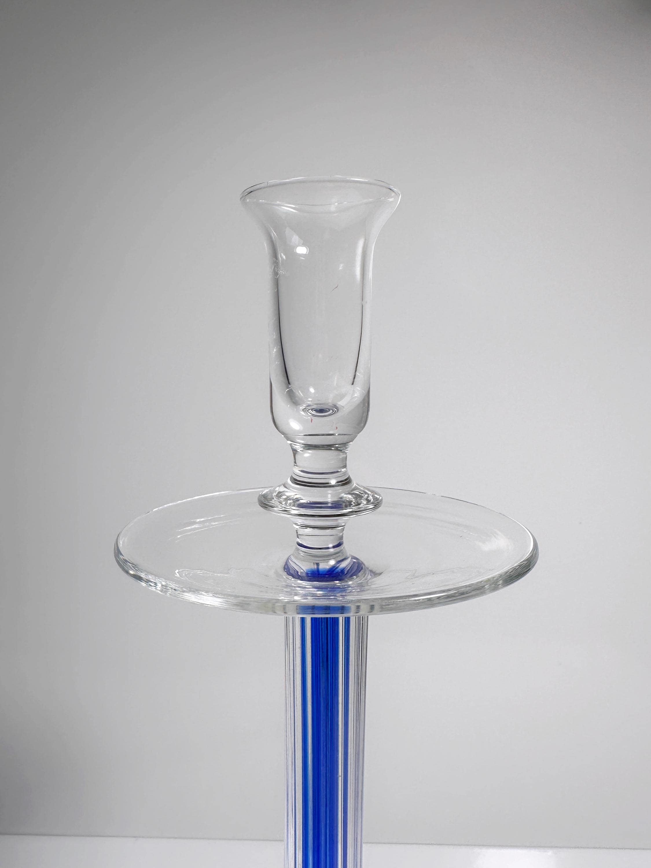 Vintage Postmodern Kerzenständer Glas Blau 1990er Jahre