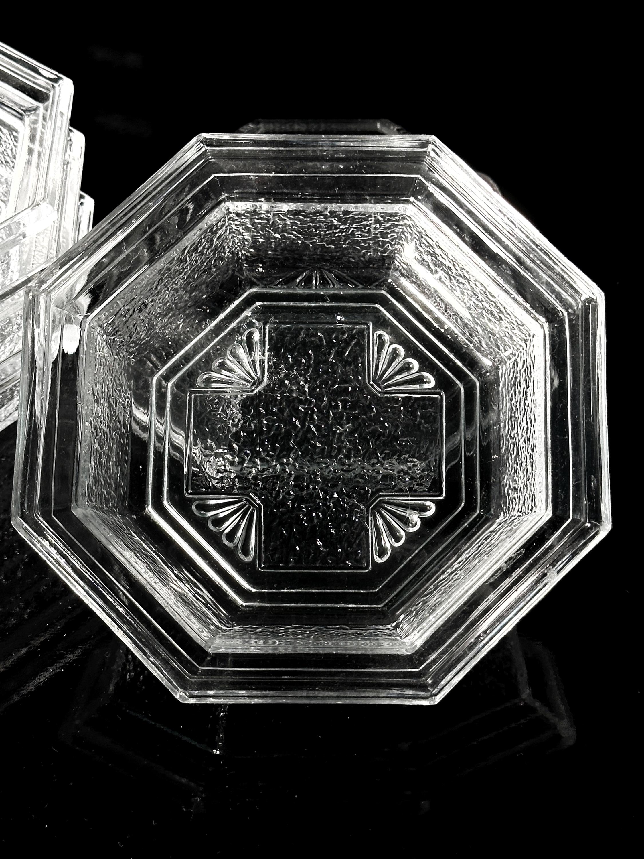 5x Vintage Art Deco Revival Bowl Lead Crystal 1960s