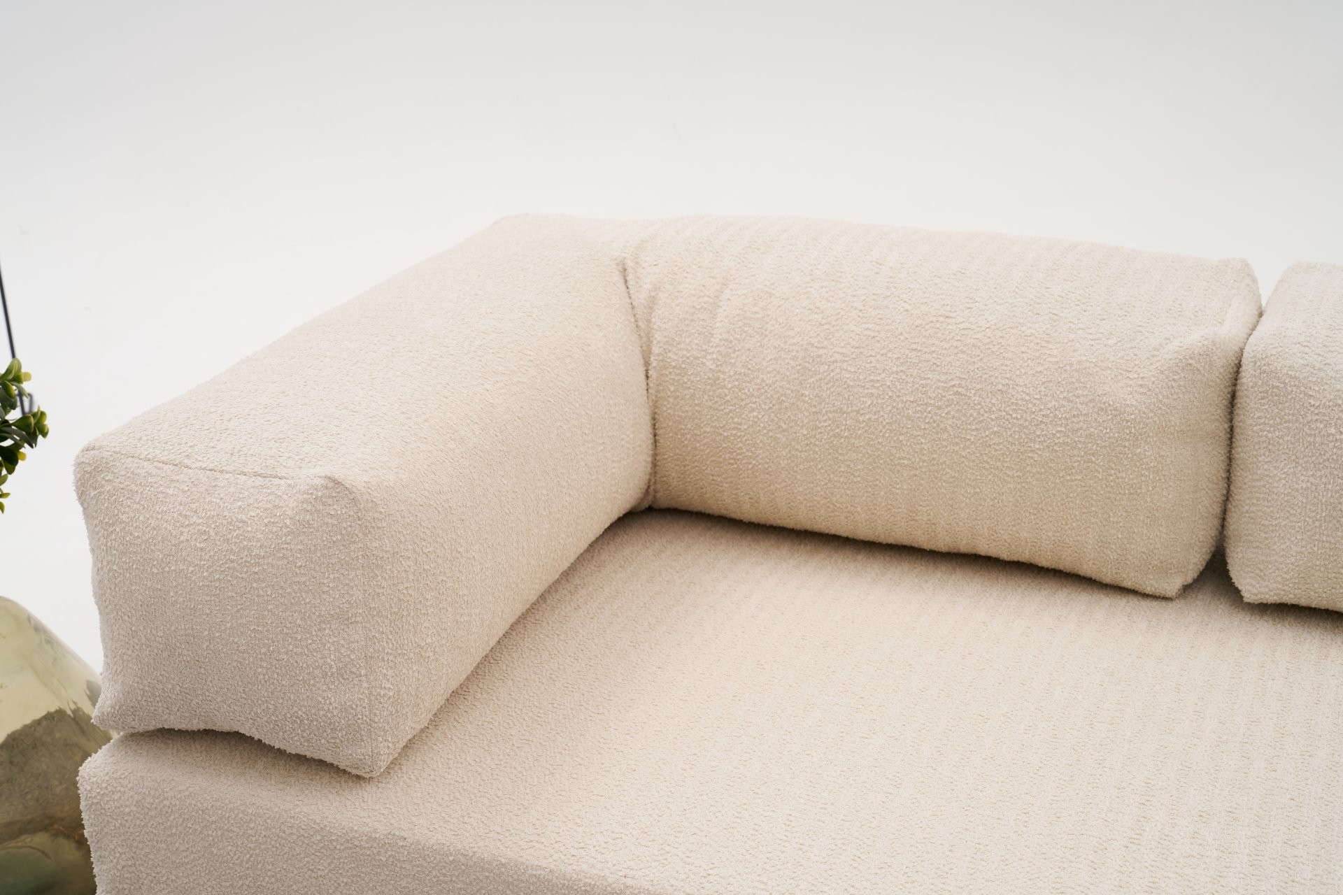 Comfort Schlafsofa 2-Sitzer mit Hocker Creme