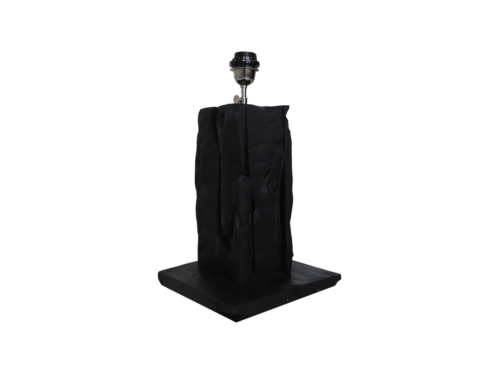 Viereckige Tischlampe Teakholz Schwarz