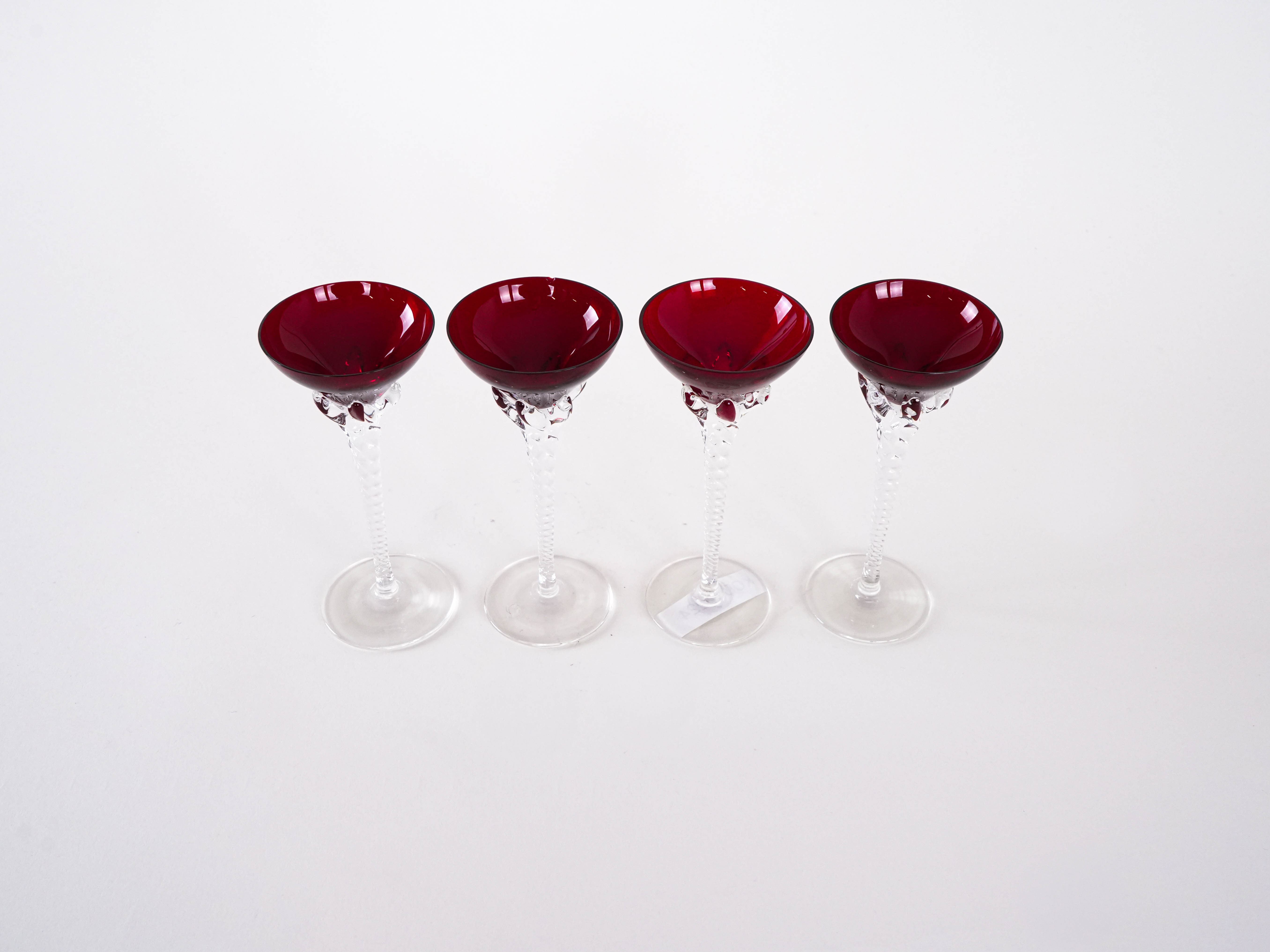 4x Glasses Ruby Red