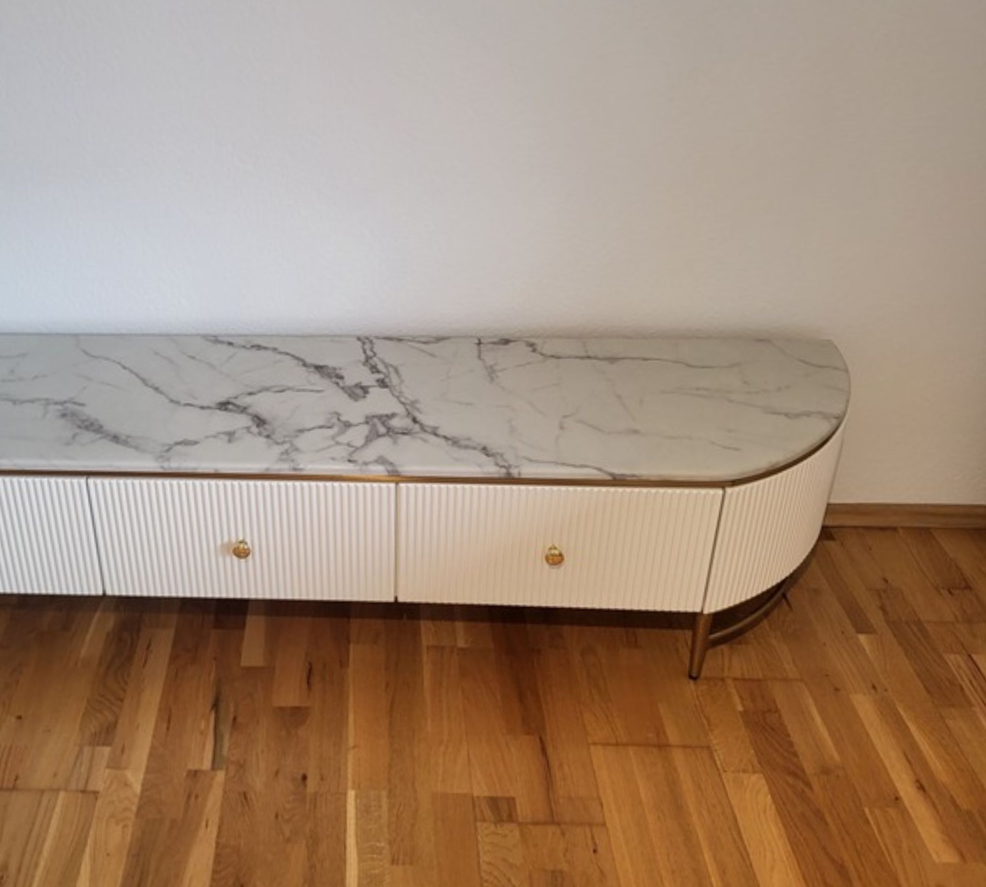 Lowboard Marmor Holz Weiß