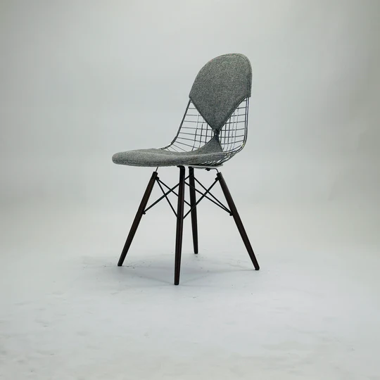 Eames Wire Chair DKR mit Polster Grau