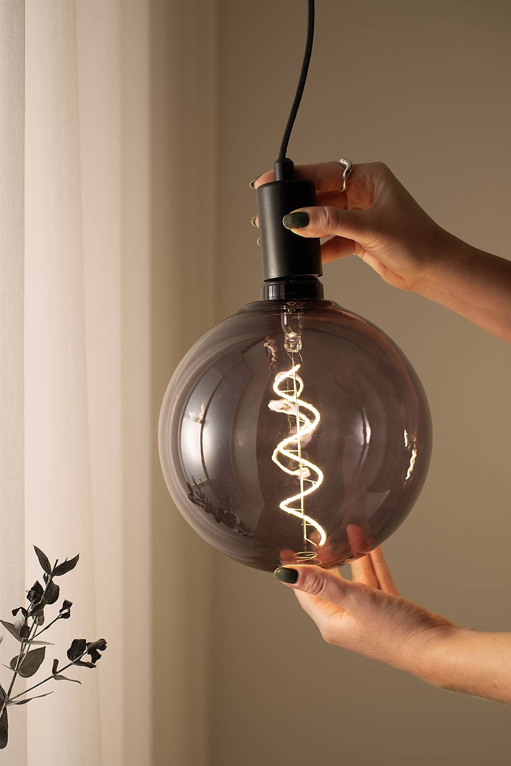 Globe Leuchtmittel Eisen Glas Schwarz