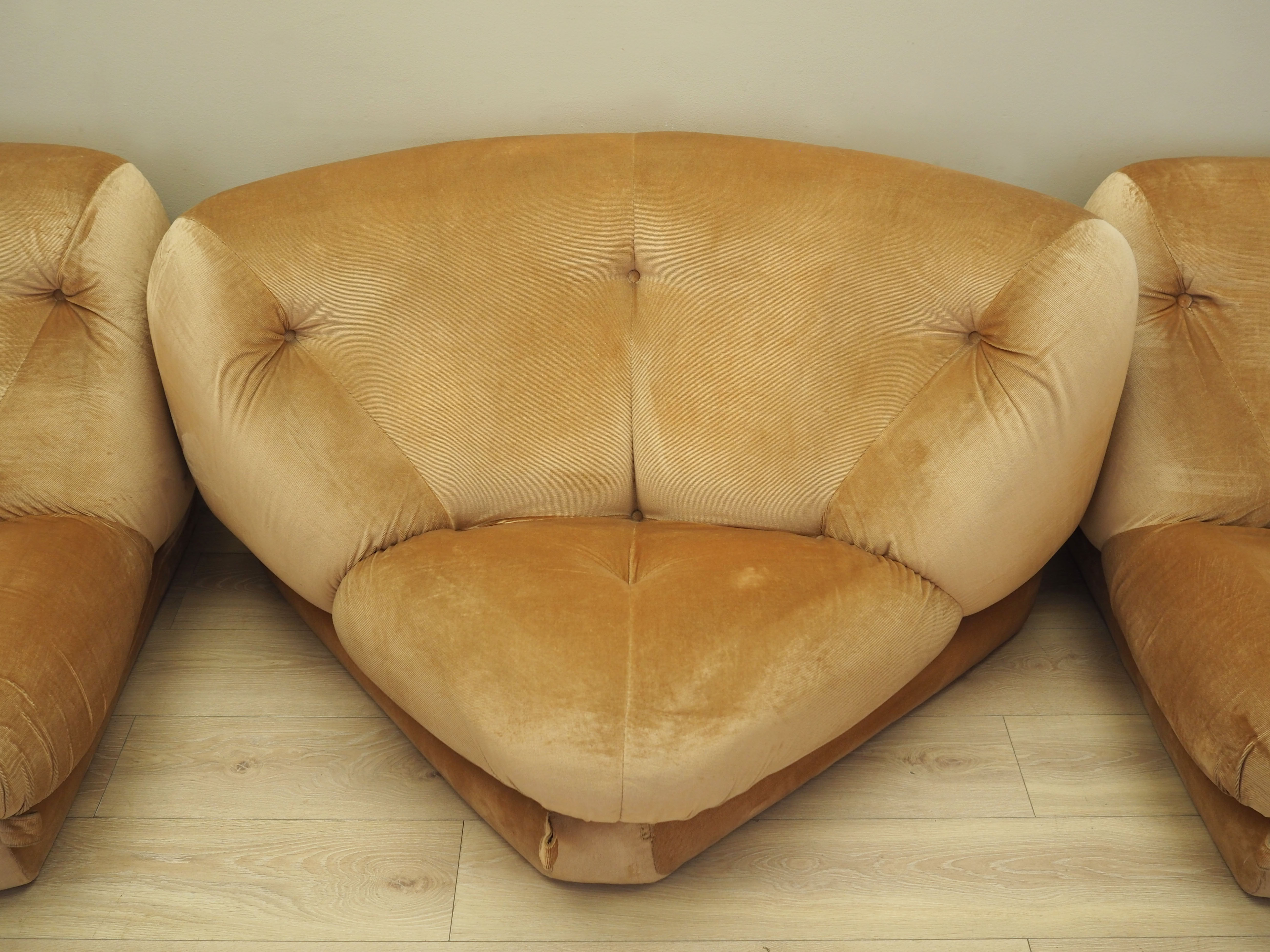 Modular corner sofa velvet 1960s