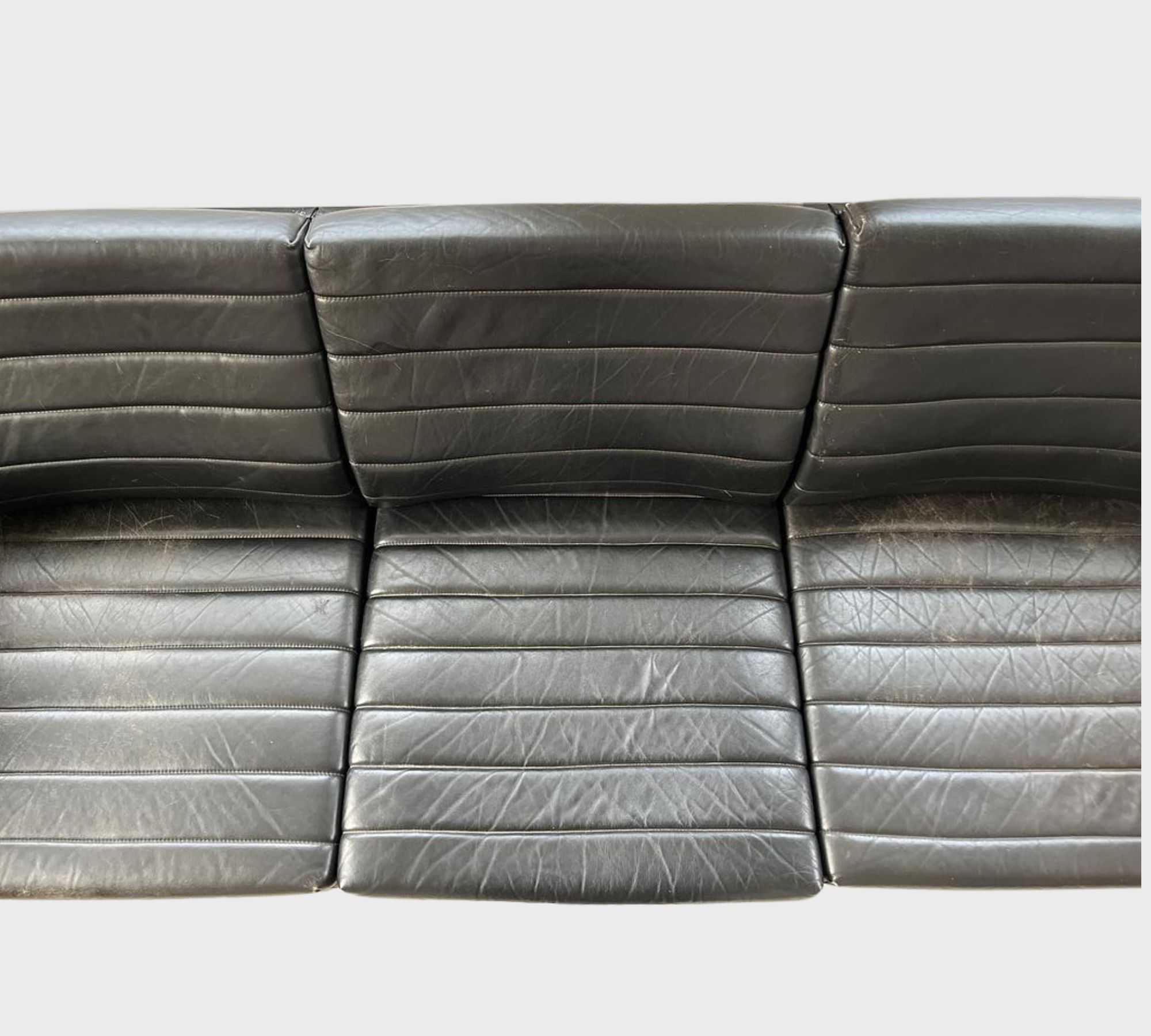 Vintage Sofa 3-Sitzer Leder Schwarz 1960er Jahre