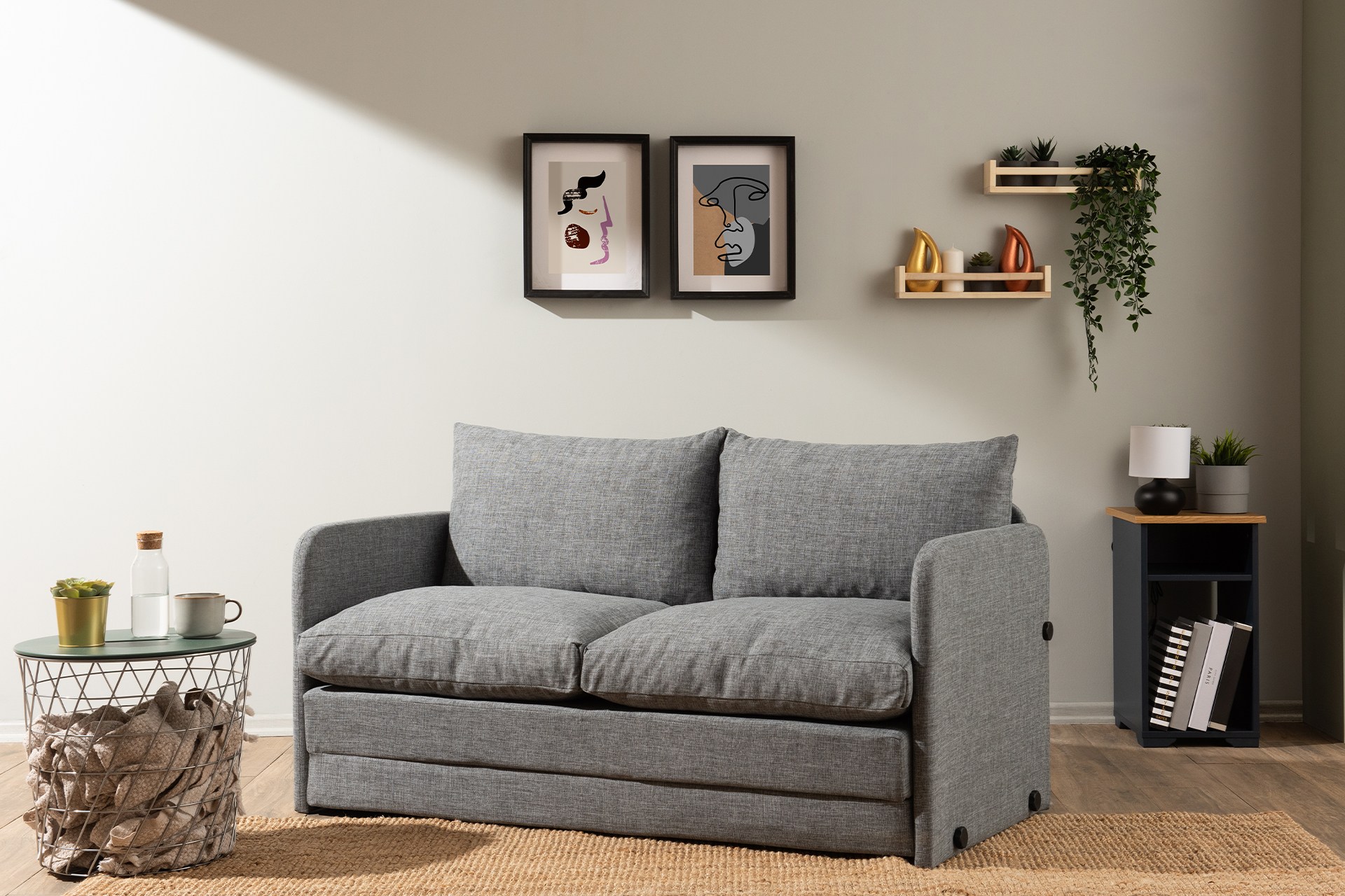 Saga Xl Sofa bed 2-seater light grey