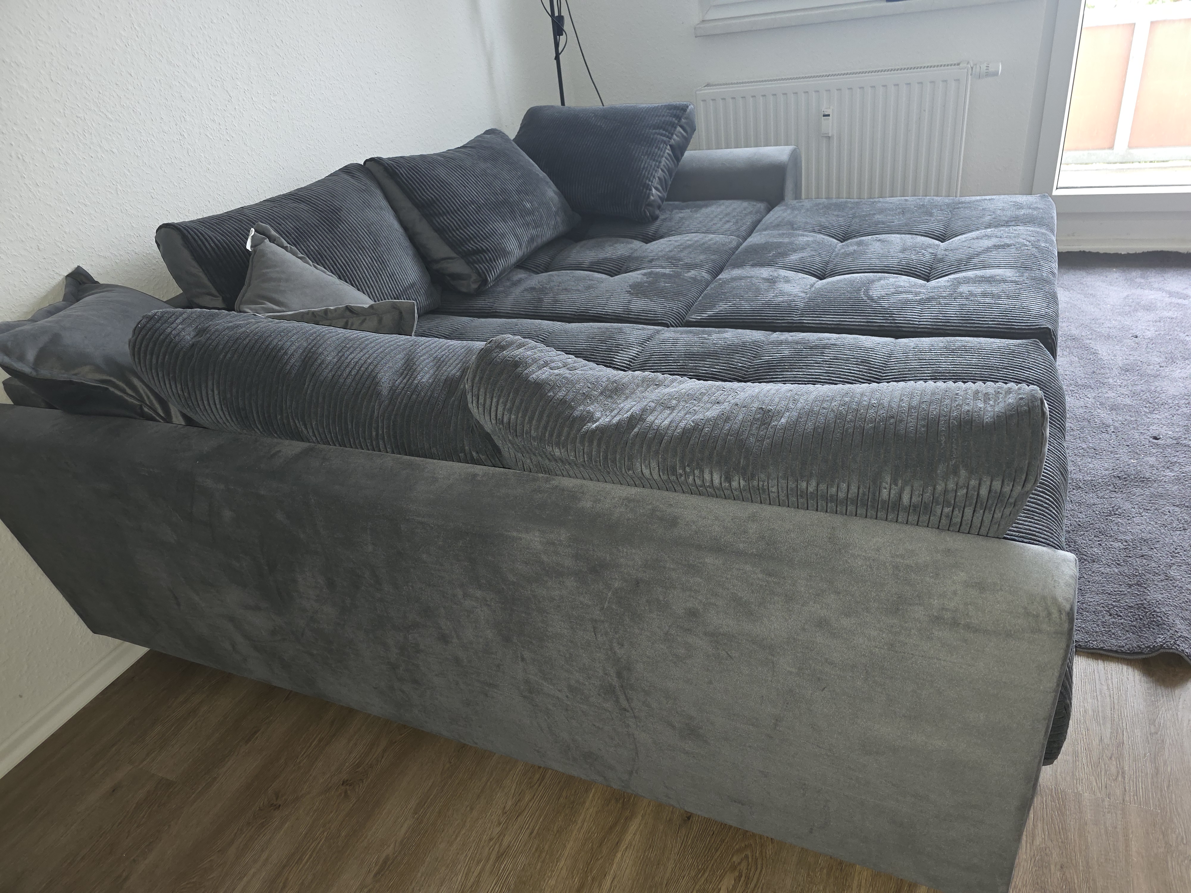 Corner sofa with stool Anthracite