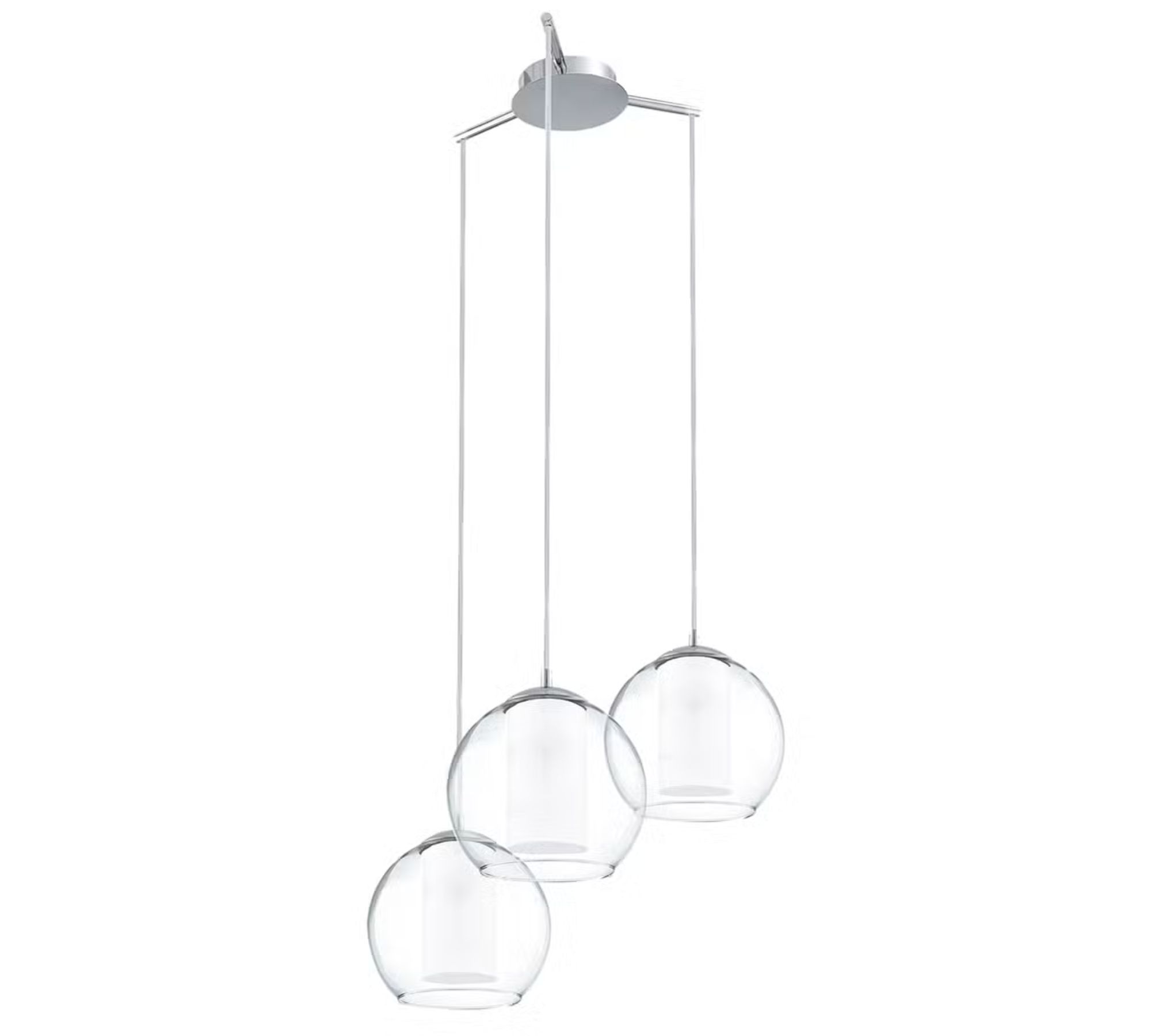 Pendant lamp Bolsano II Glass / Steel 3-light